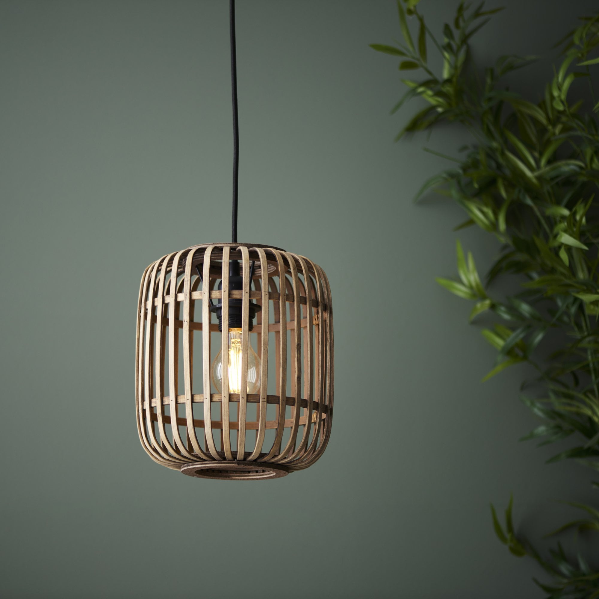 Endon Mathias Bamboo Single Light Pendant - Natural Bamboo