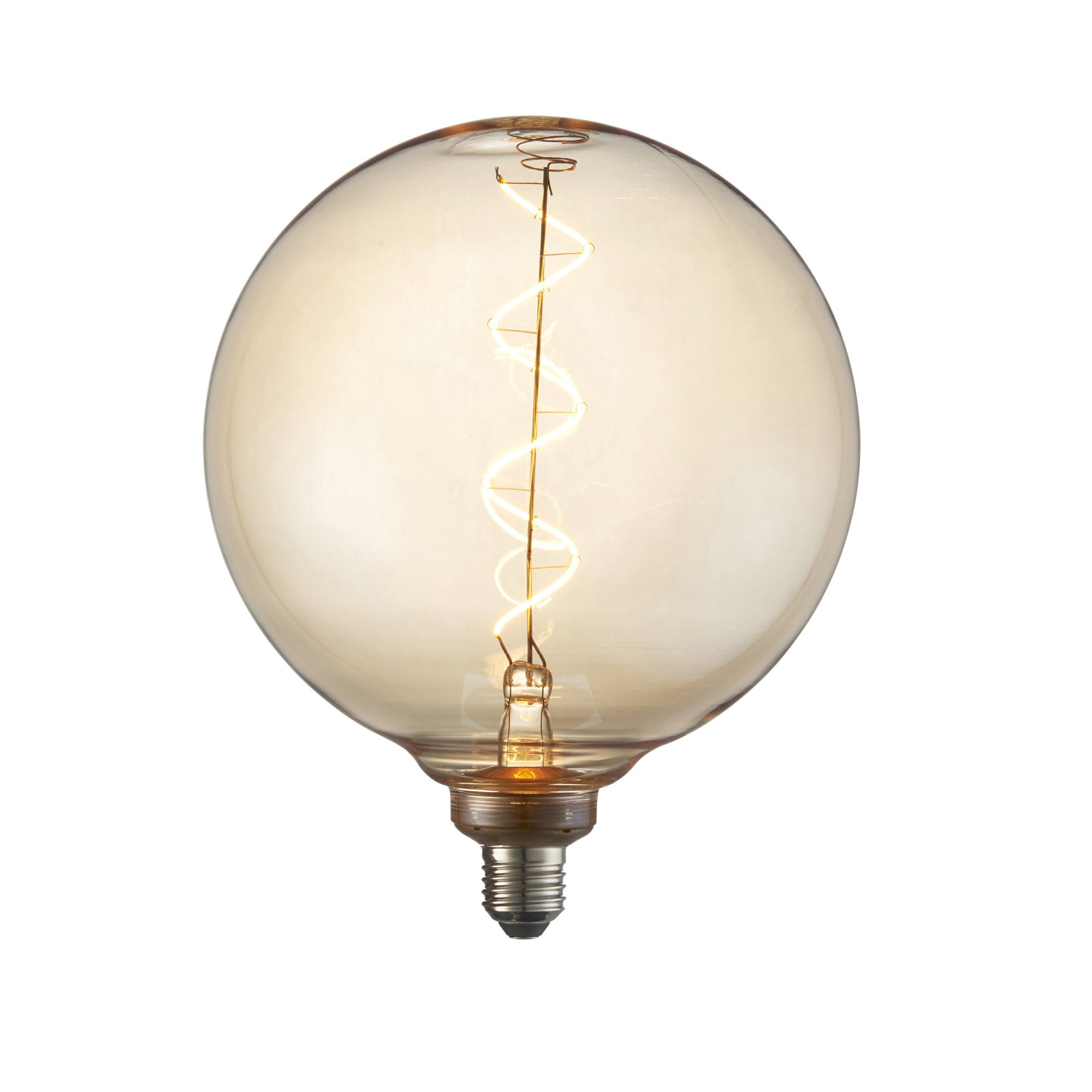 Endon Spiral XL E27 LED 4W Globe Filament Bulb - 2000K - Non-Dimmable - Amber Glass