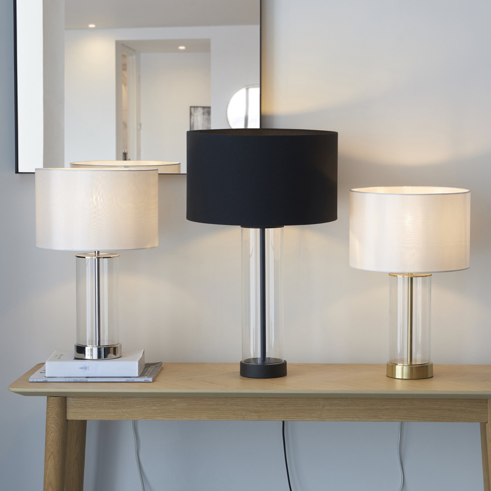 Endon Lessina Small Touch Table Lamp - Vintage White & Bright Nickel