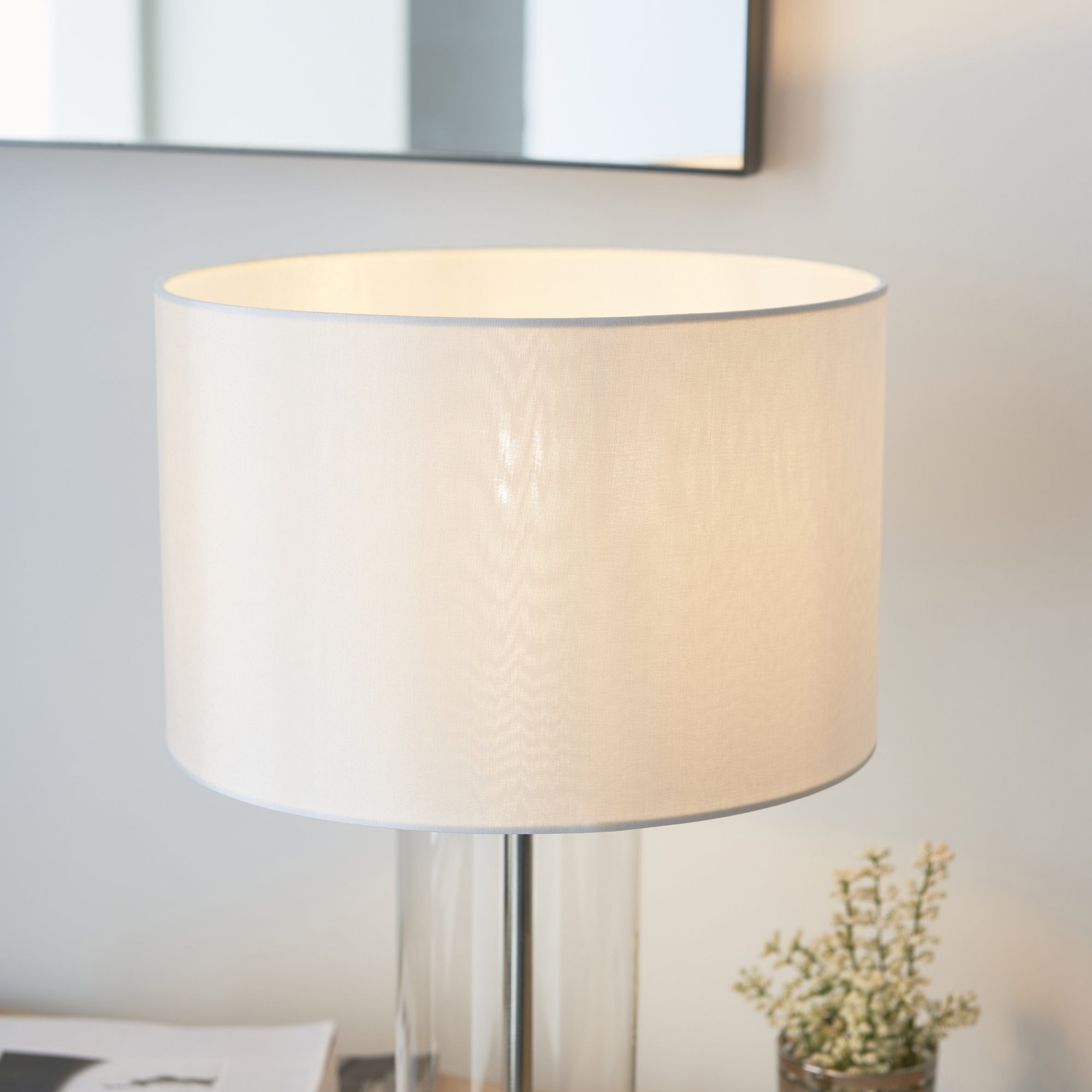 Endon Lessina Small Touch Table Lamp - Vintage White & Bright Nickel