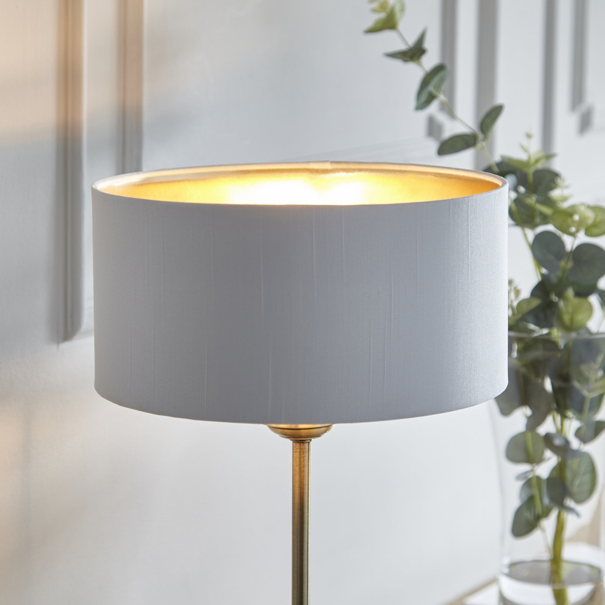 Endon Highclere Table Lamp - Antique Brass & Vintage White