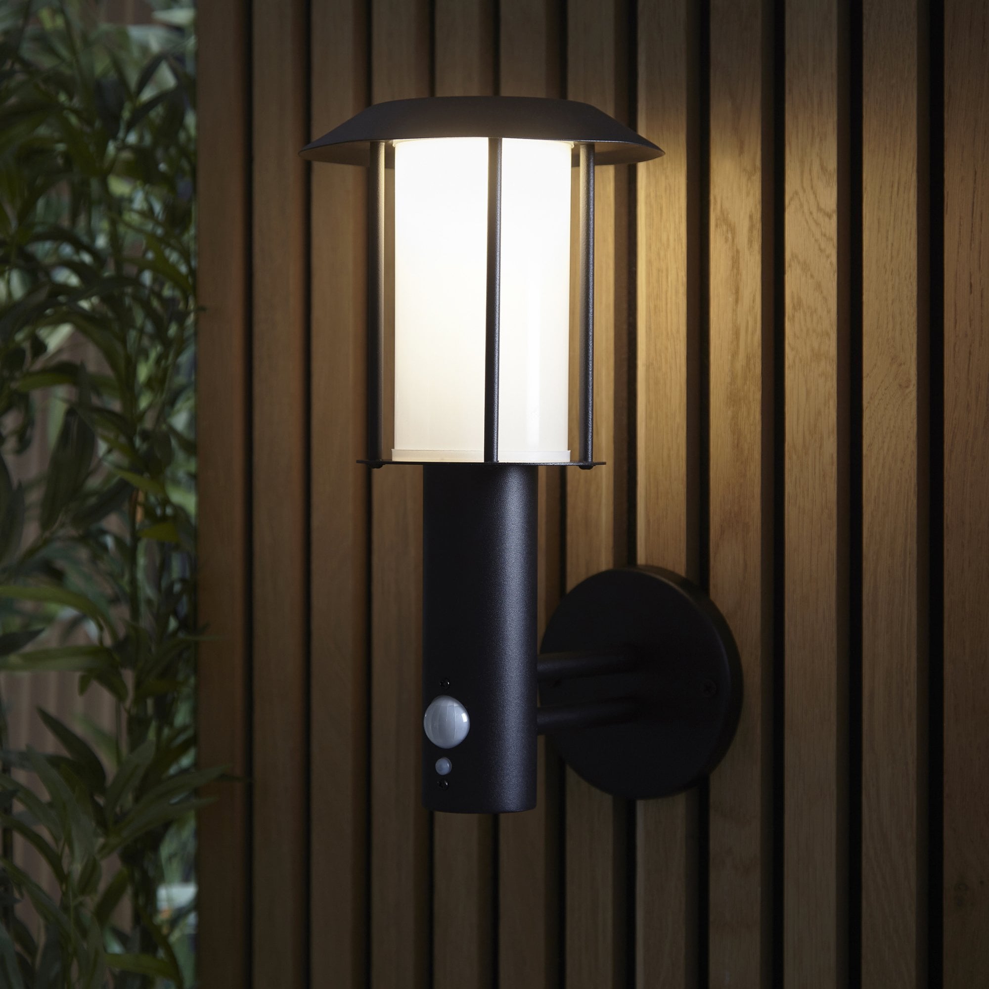 Endon Tarrow IP44 Wall Light, Photocell & PIR - Matt Black
