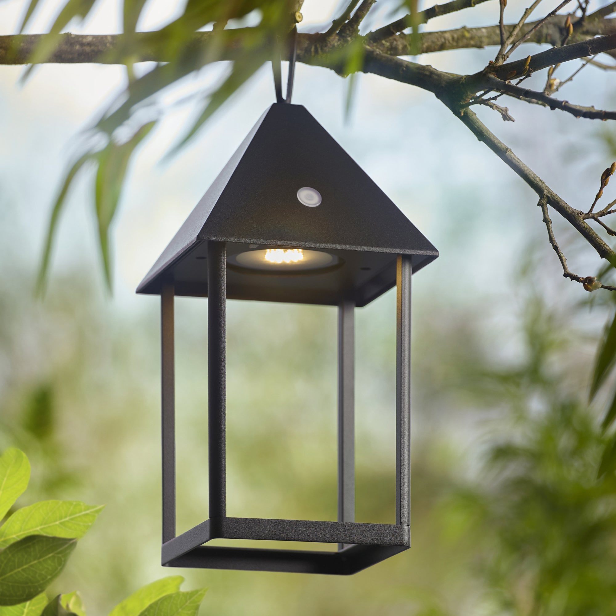 Endon Hoot Medium IP44 USB Table Lantern - Matt Black