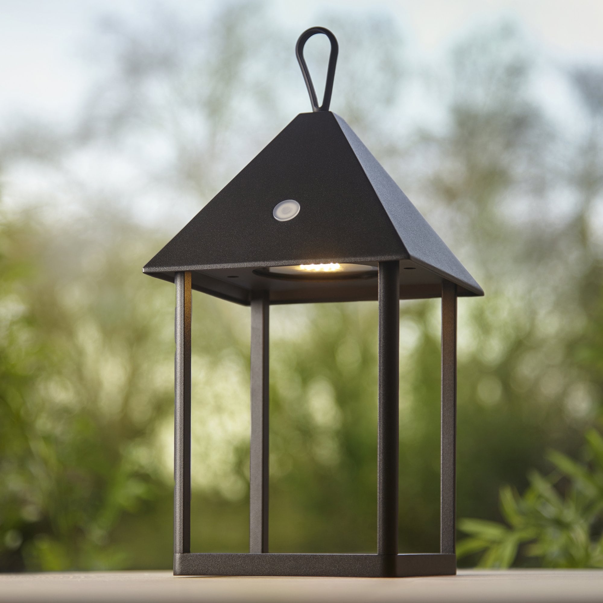 Endon Hoot Medium IP44 USB Table Lantern - Matt Black