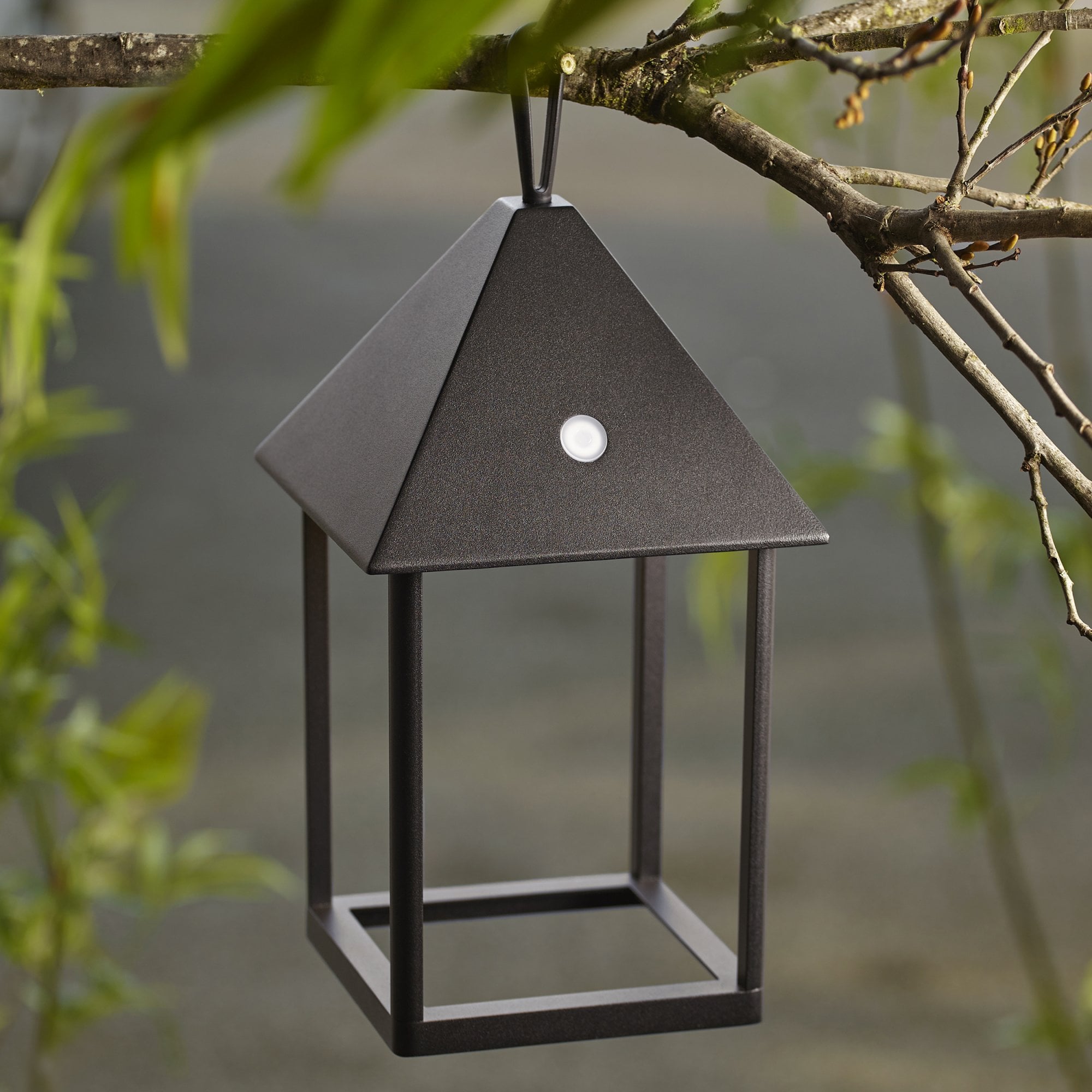 Endon Hoot Medium IP44 USB Table Lantern - Matt Black