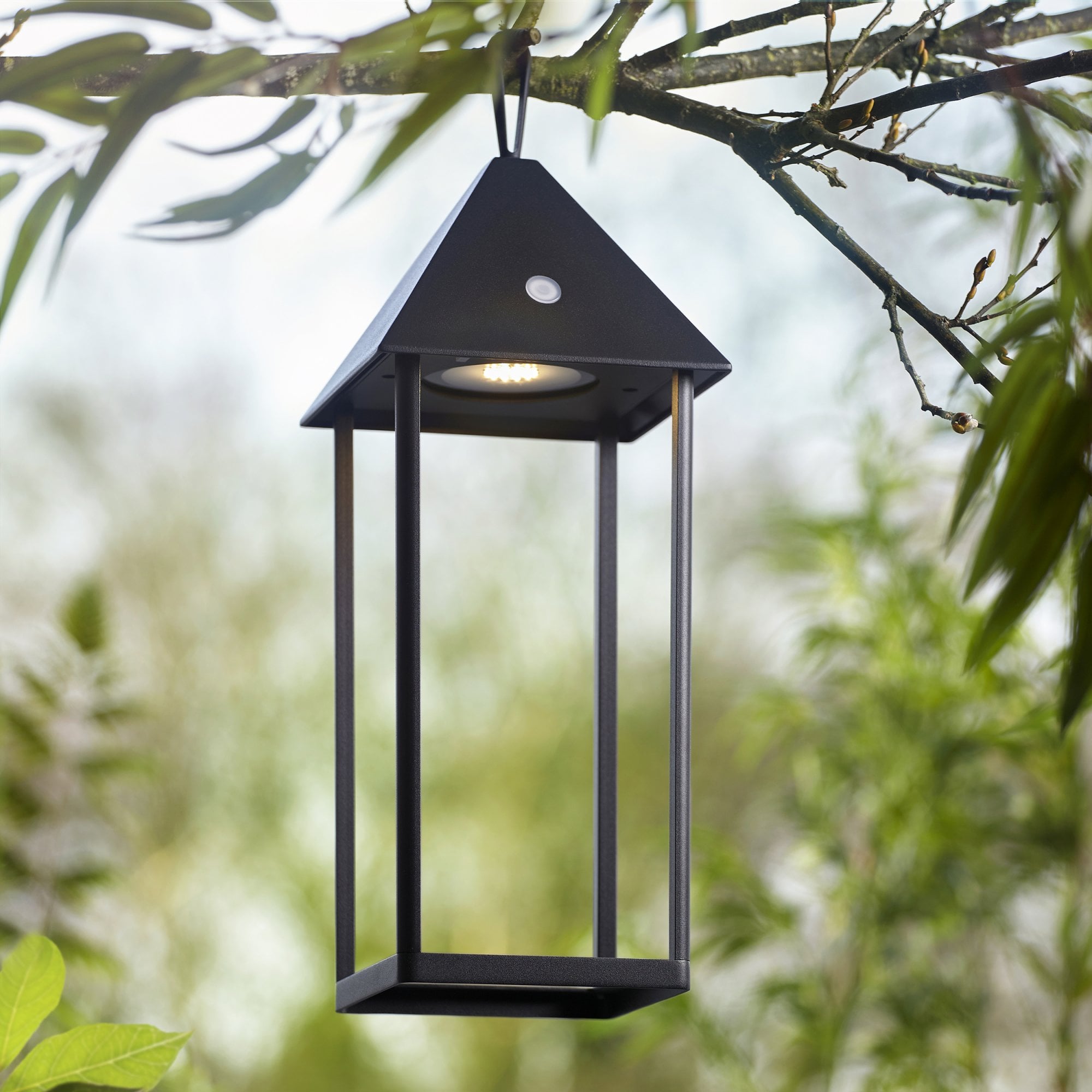 Endon Hoot Large USB IP44 Table Lantern - Matt Black