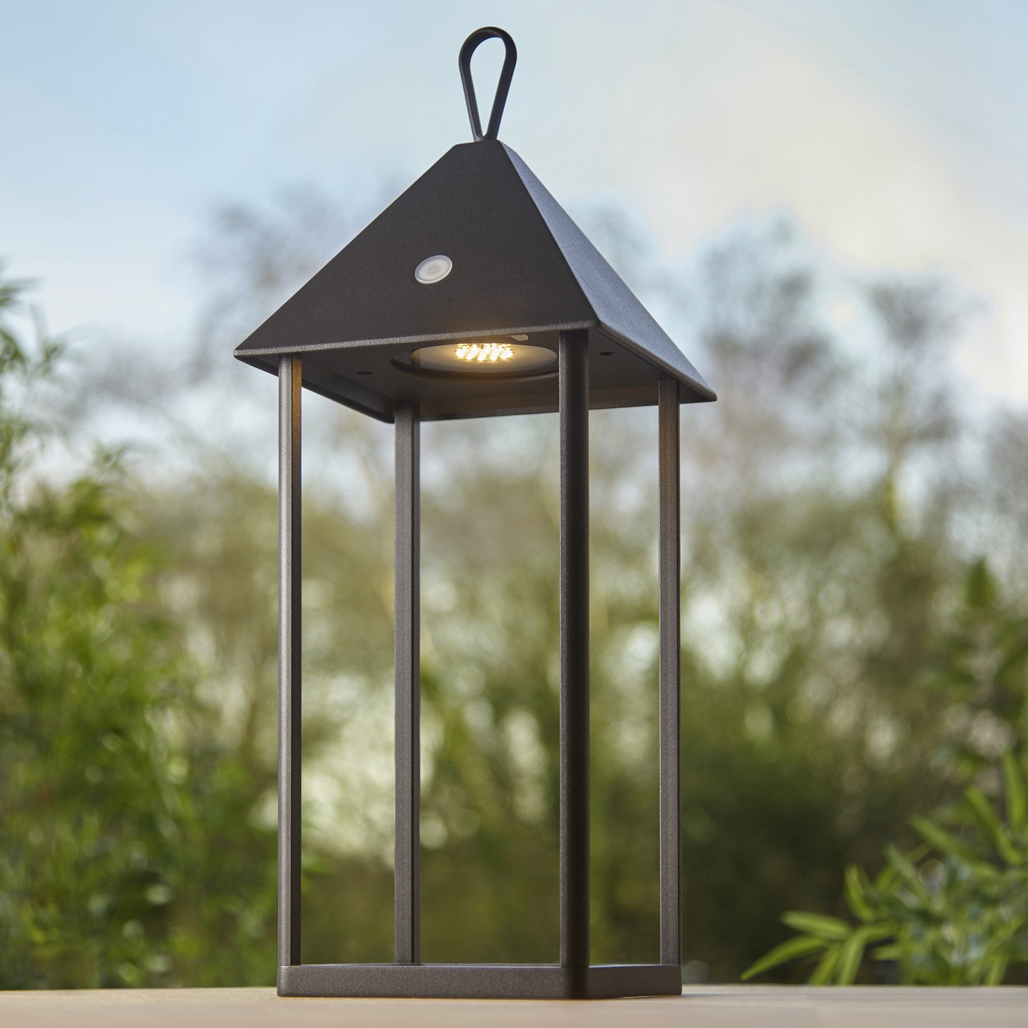 Endon Hoot Large USB IP44 Table Lantern - Matt Black