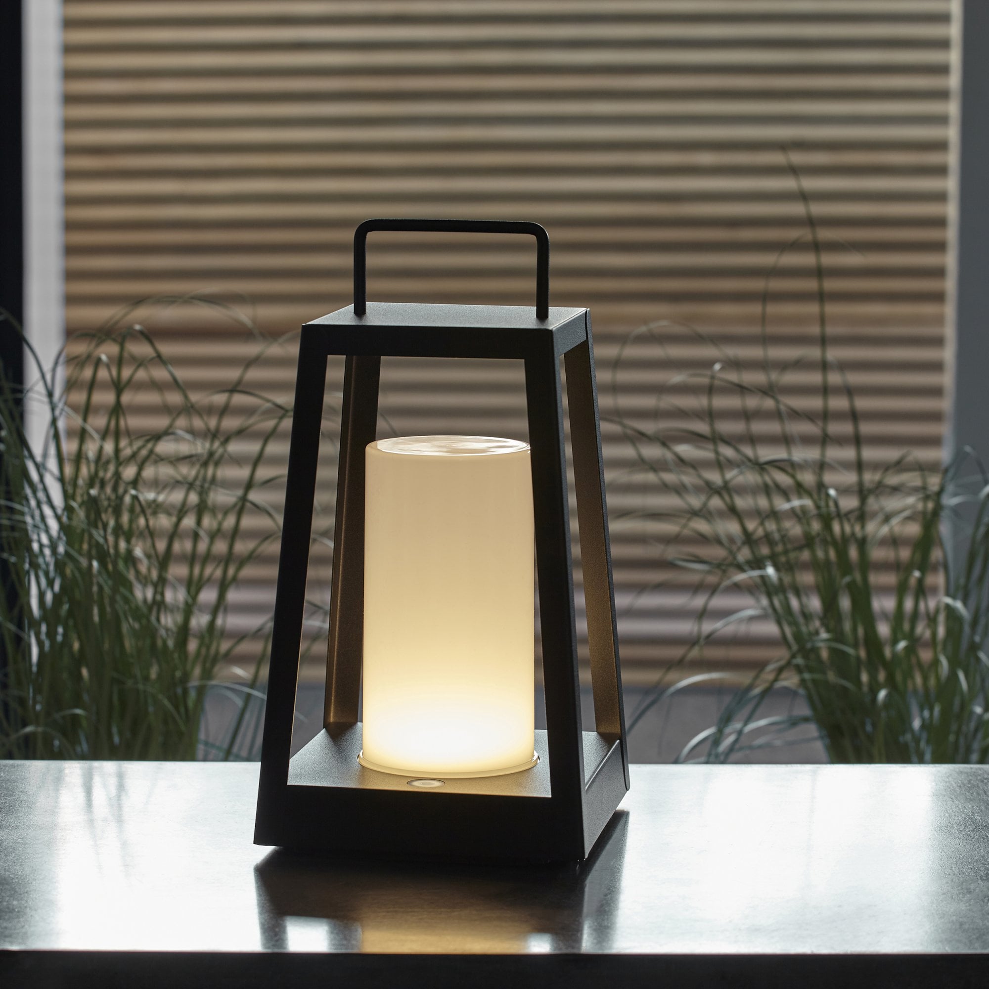 Endon Tallow USB IP44 Table Lantern - Matt Black