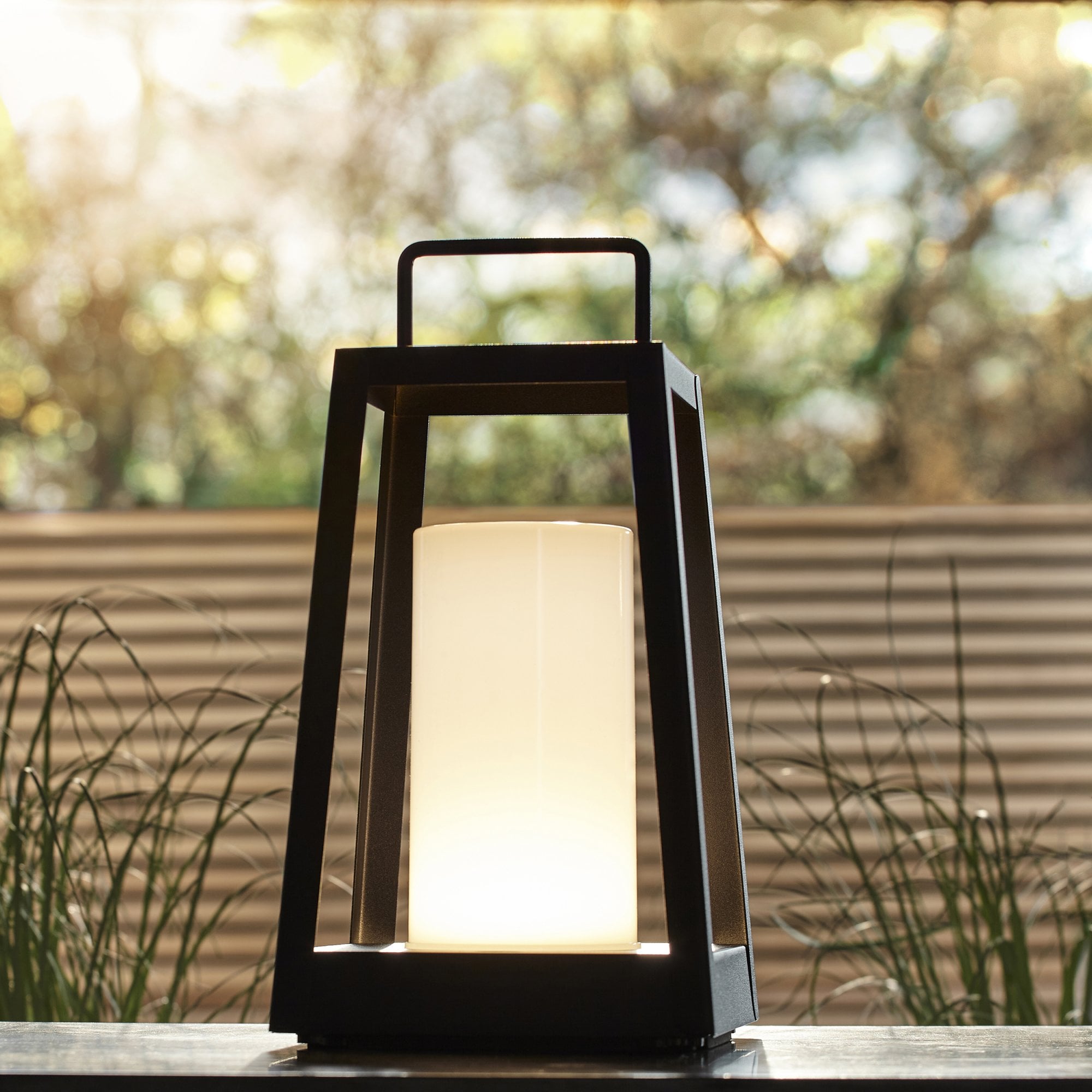 Endon Tallow USB IP44 Table Lantern - Matt Black