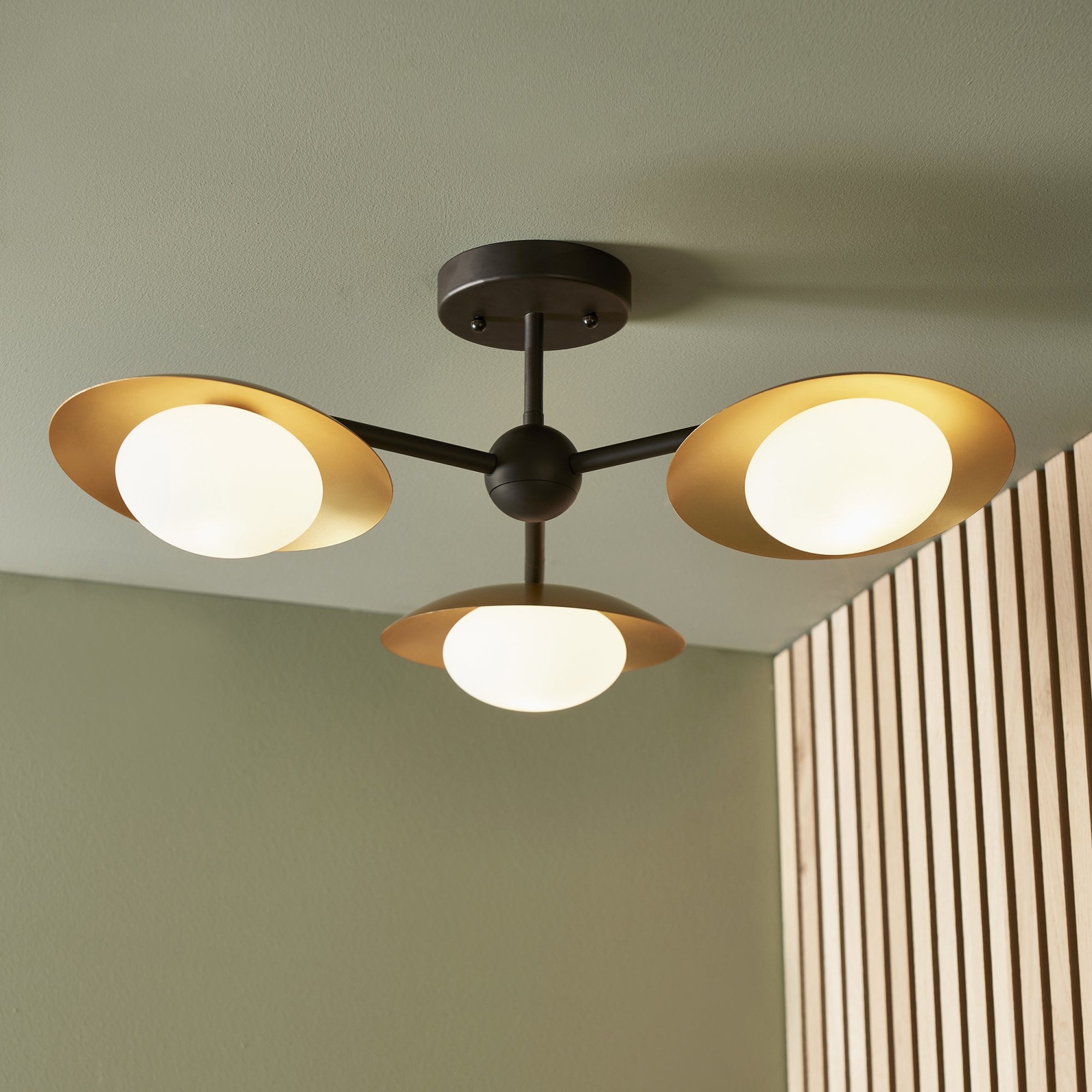 Utopia Planet 3 Light Semi Flush - Gold - 59cm Diameter