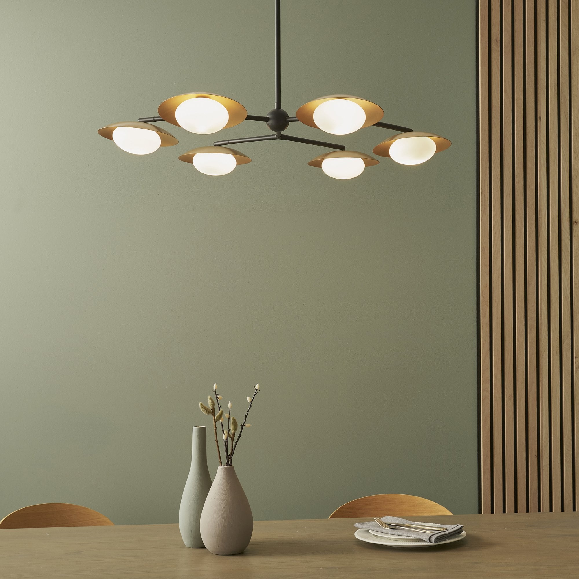 Utopia Planet 6 Light Pendant - Gold - 85cm Diameter