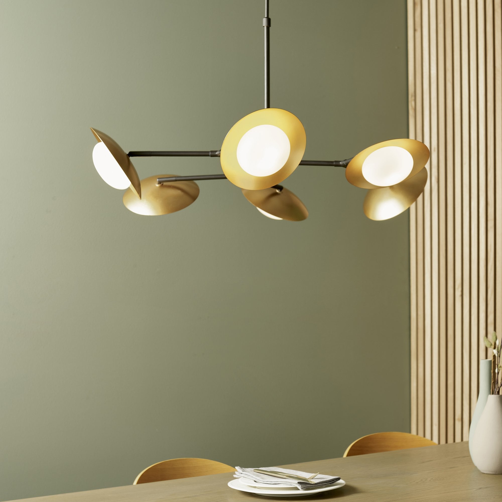 Utopia Planet 6 Light Pendant - Gold - 85cm Diameter