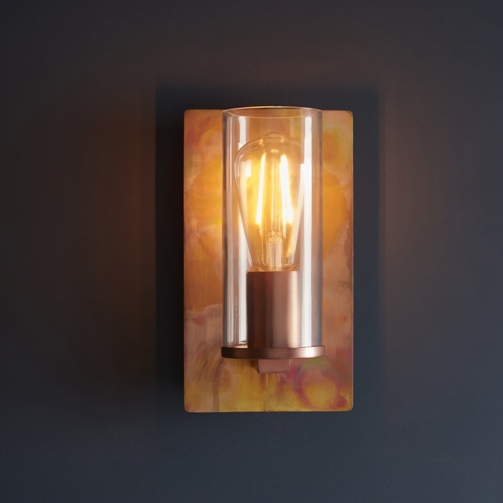 Utopia Swirl Wall Light - Copper Patina And Clear Glass