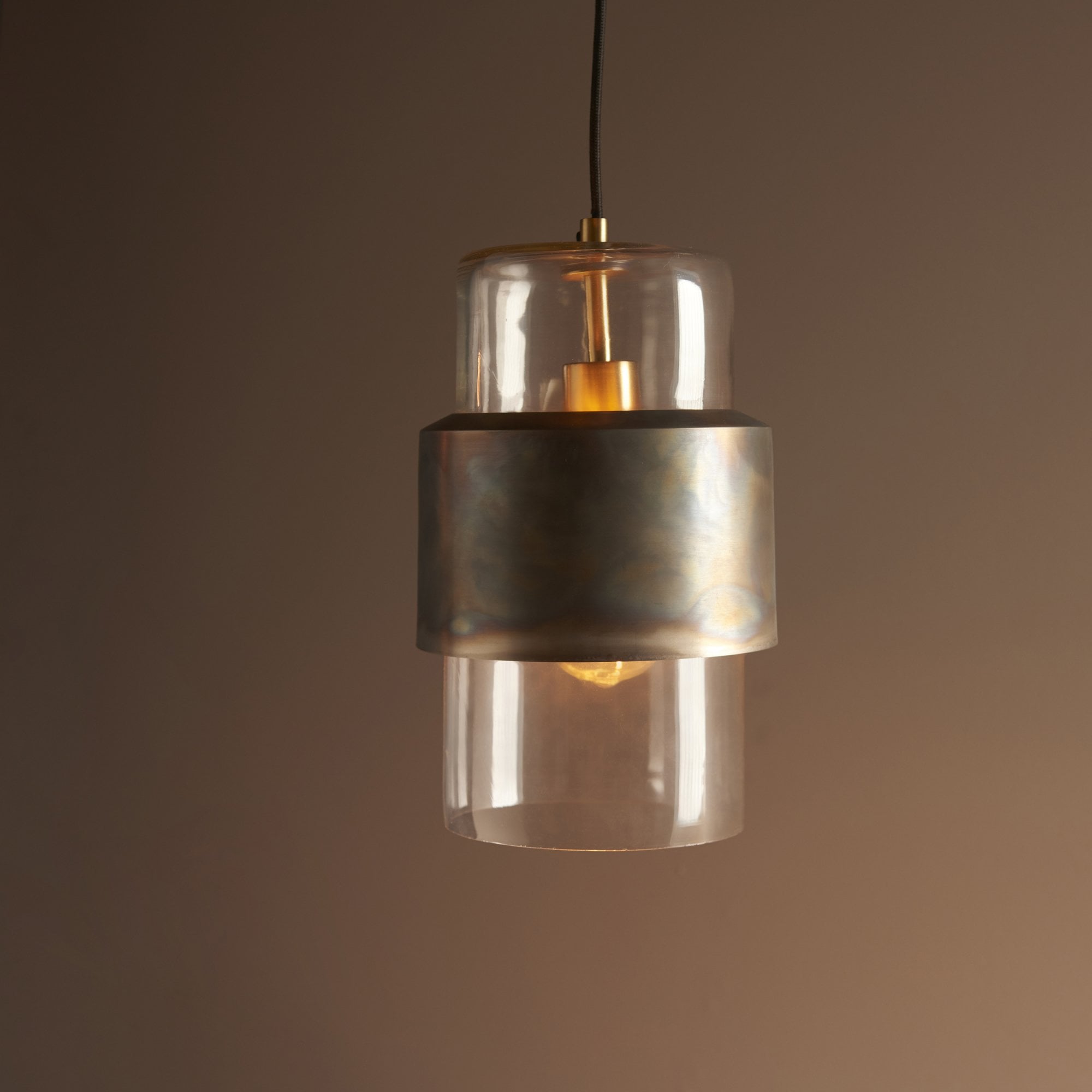 Utopia Swirl Single Pendant - Bronze Patina With Clear Glass
