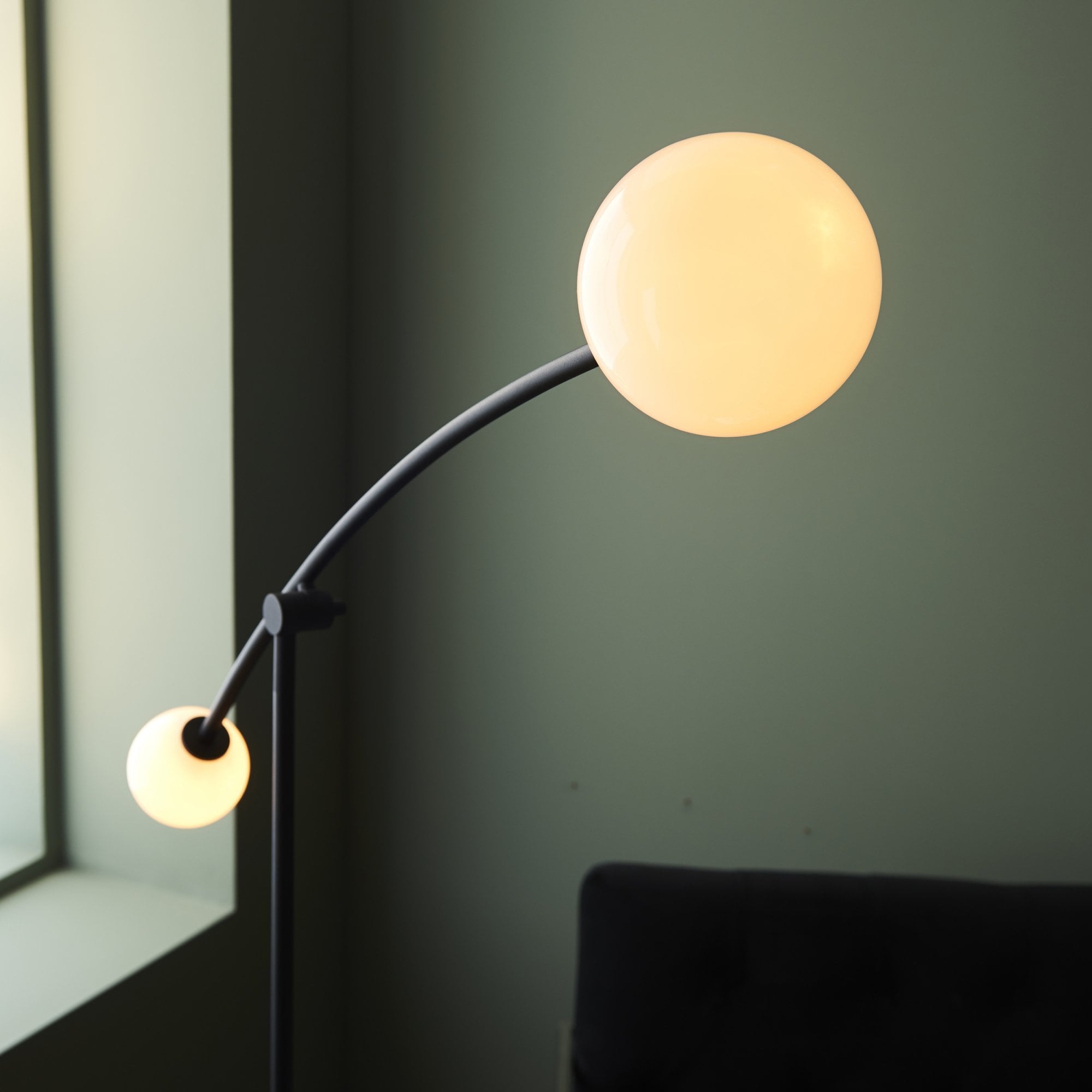 Utopia Moon 2 Light Floor Lamp - Matt Black