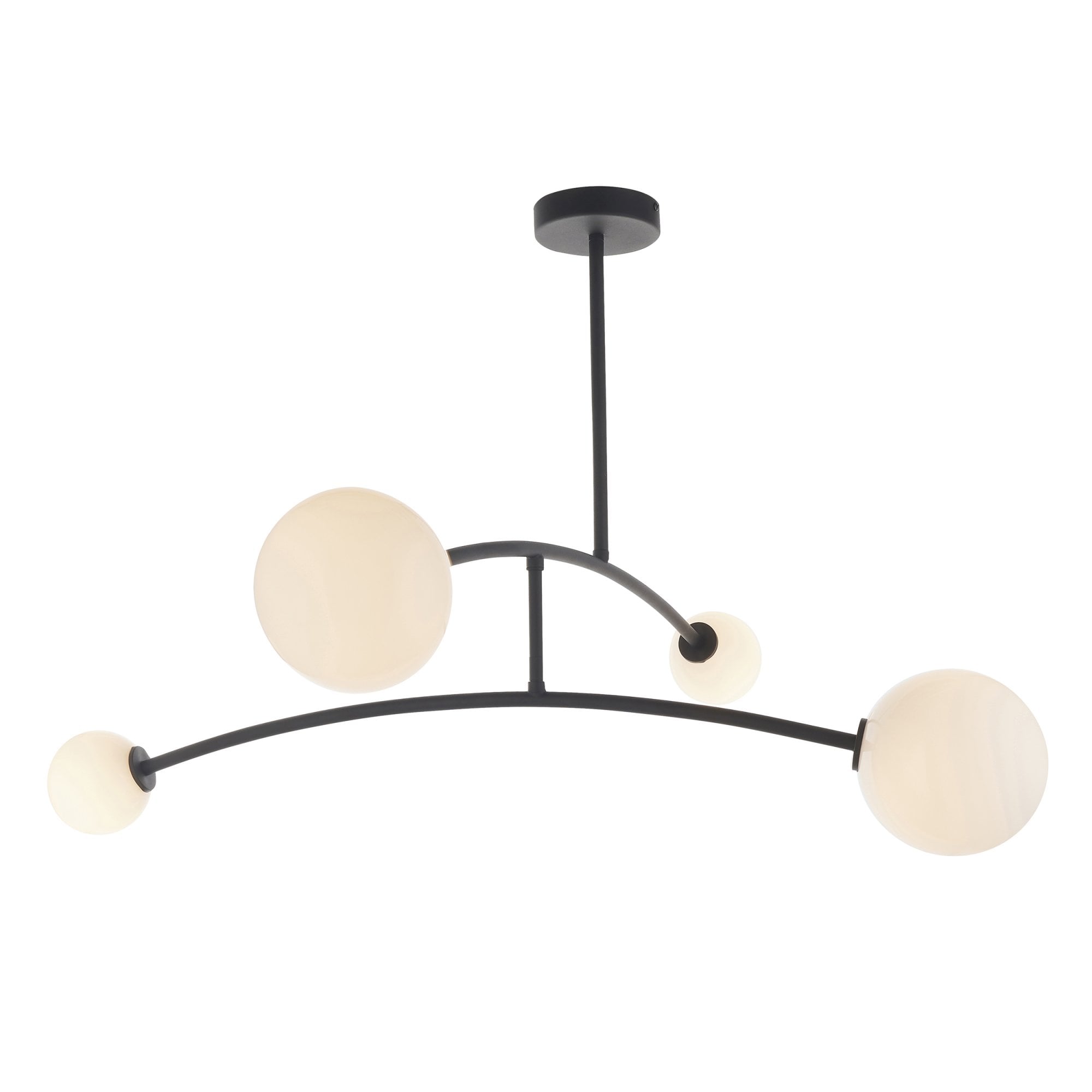 Utopia Moon 4 Light Semi Flush Pendant - Matt Black - 90cm Diameter
