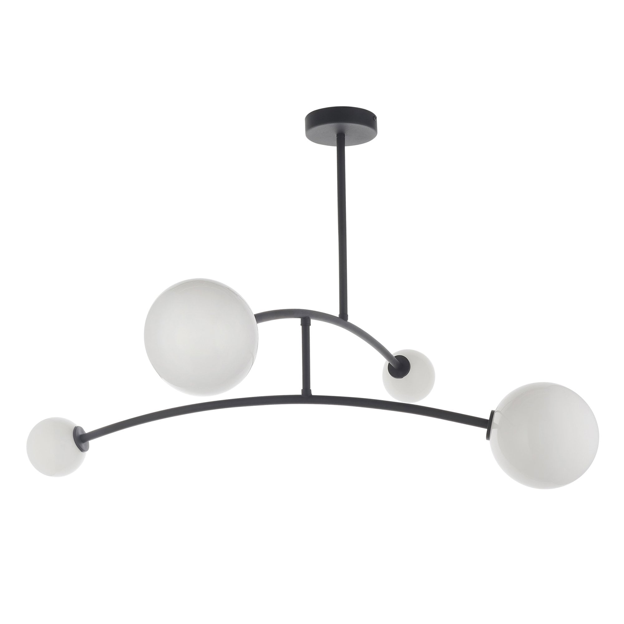 Utopia Moon 4 Light Semi Flush Pendant - Matt Black - 90cm Diameter