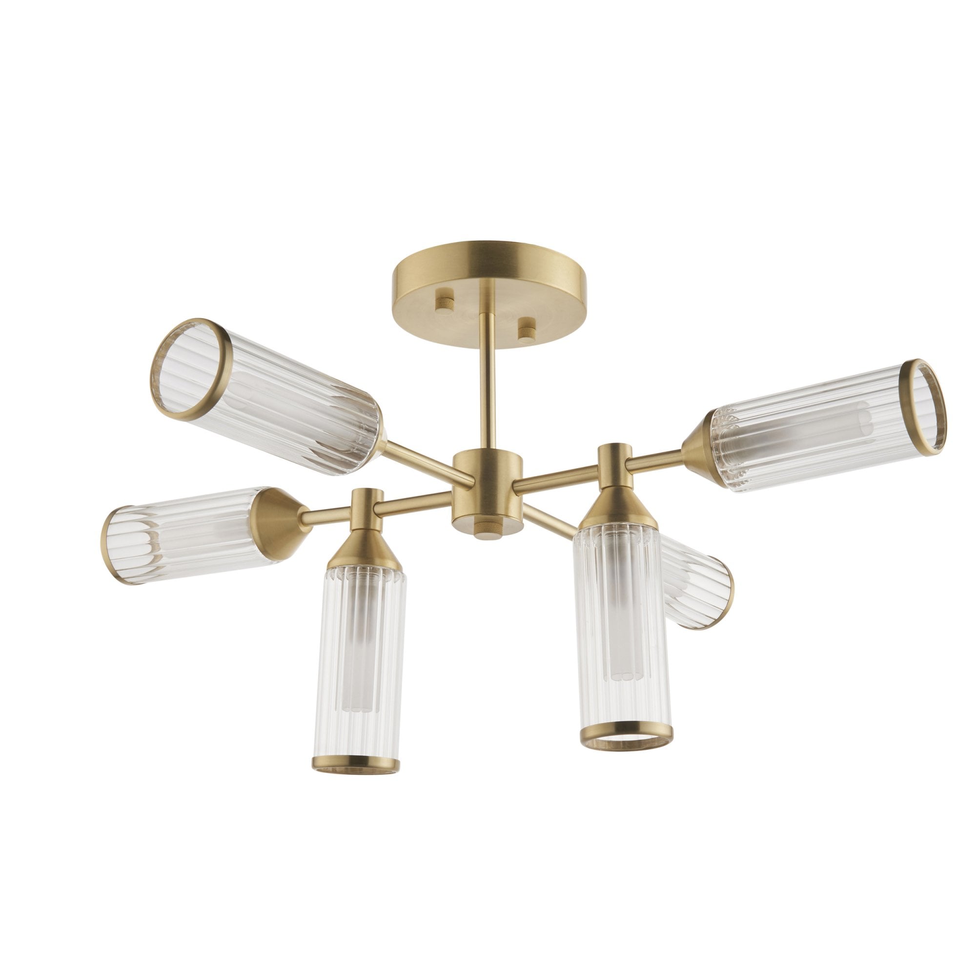 Utopia Matrix 6 Light Semi Flush Pendant - Satin Brass - 59cm Diameter