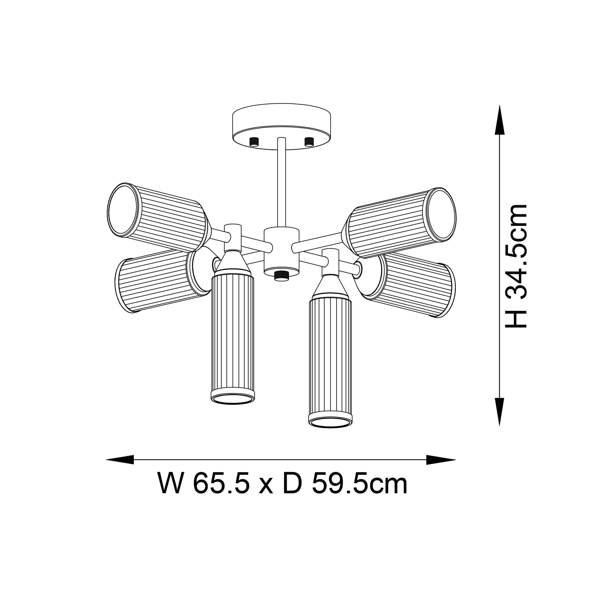 Utopia Matrix 6 Light Semi Flush Pendant - Satin Brass - 59cm Diameter