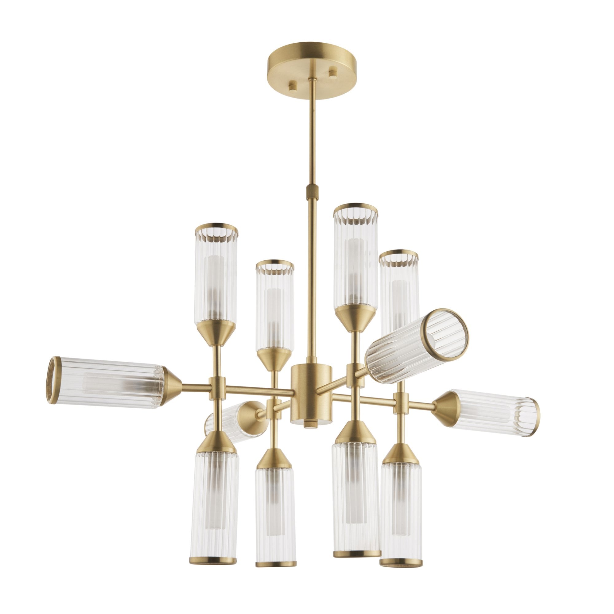 Utopia Matrix 12 Light Pendant Chandelier - Satin Brass - 73cm Diameter
