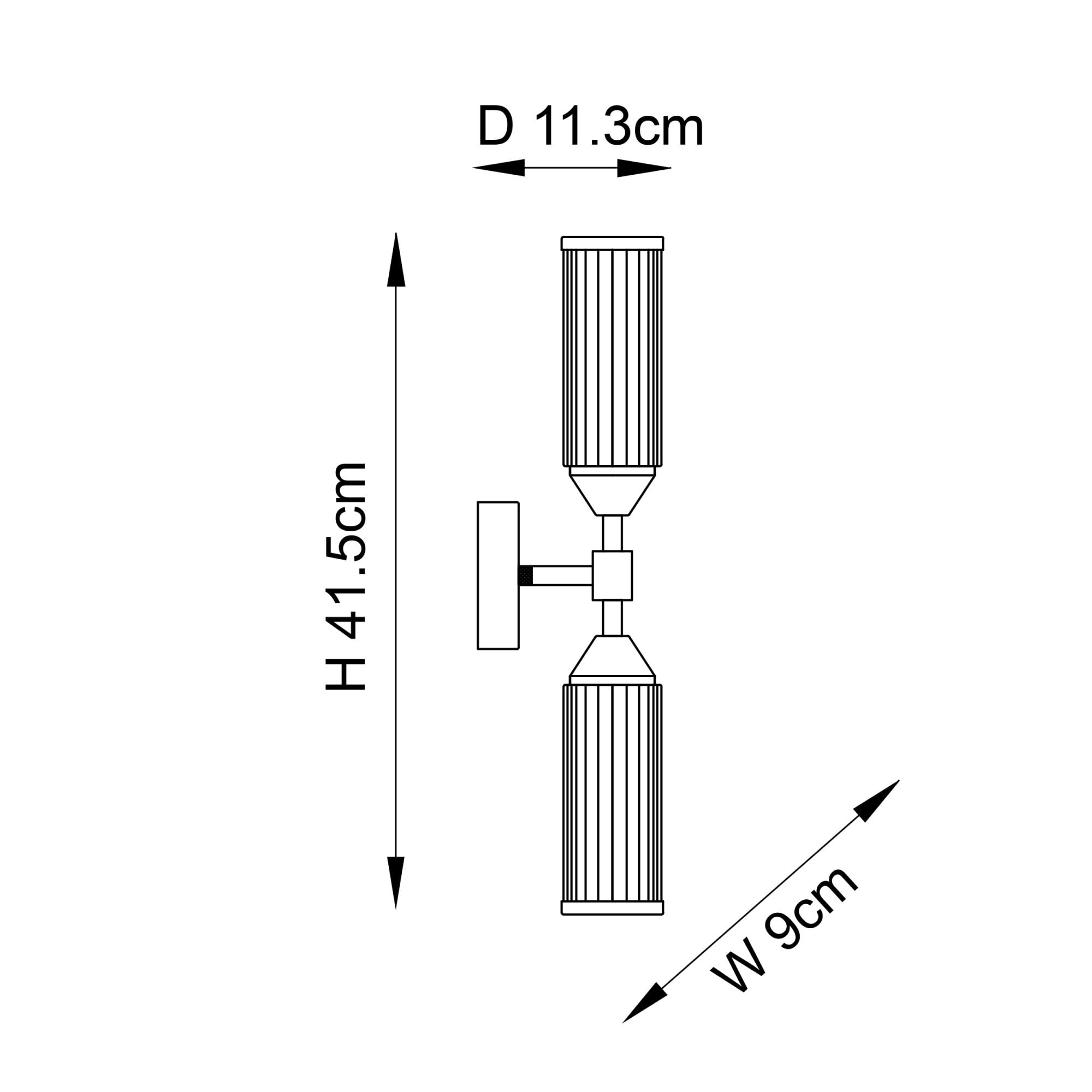Utopia Matrix 2 Light Wall Light - Satin Brass