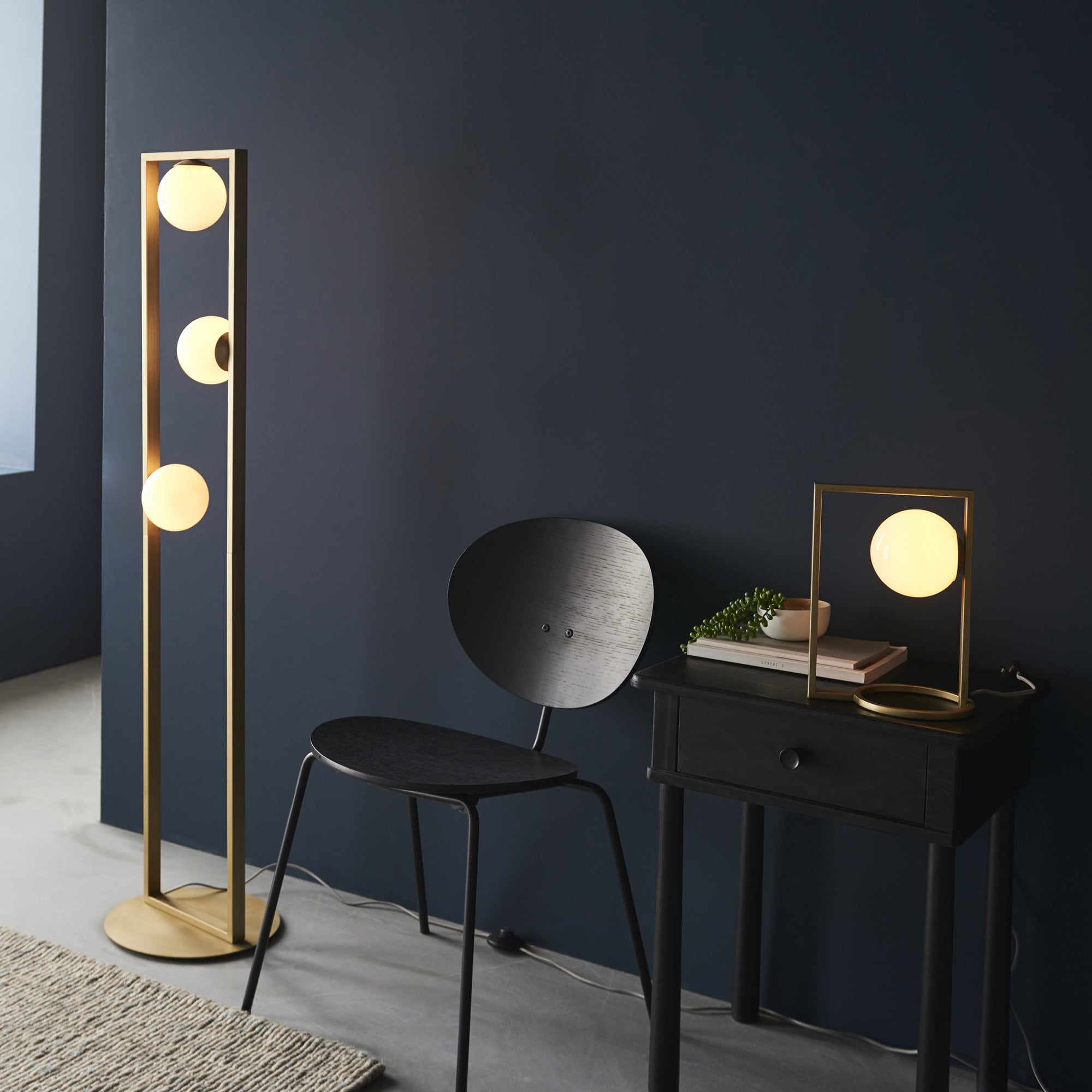 Endon Teo 3 Light Floor Lamp - Brushed Gold