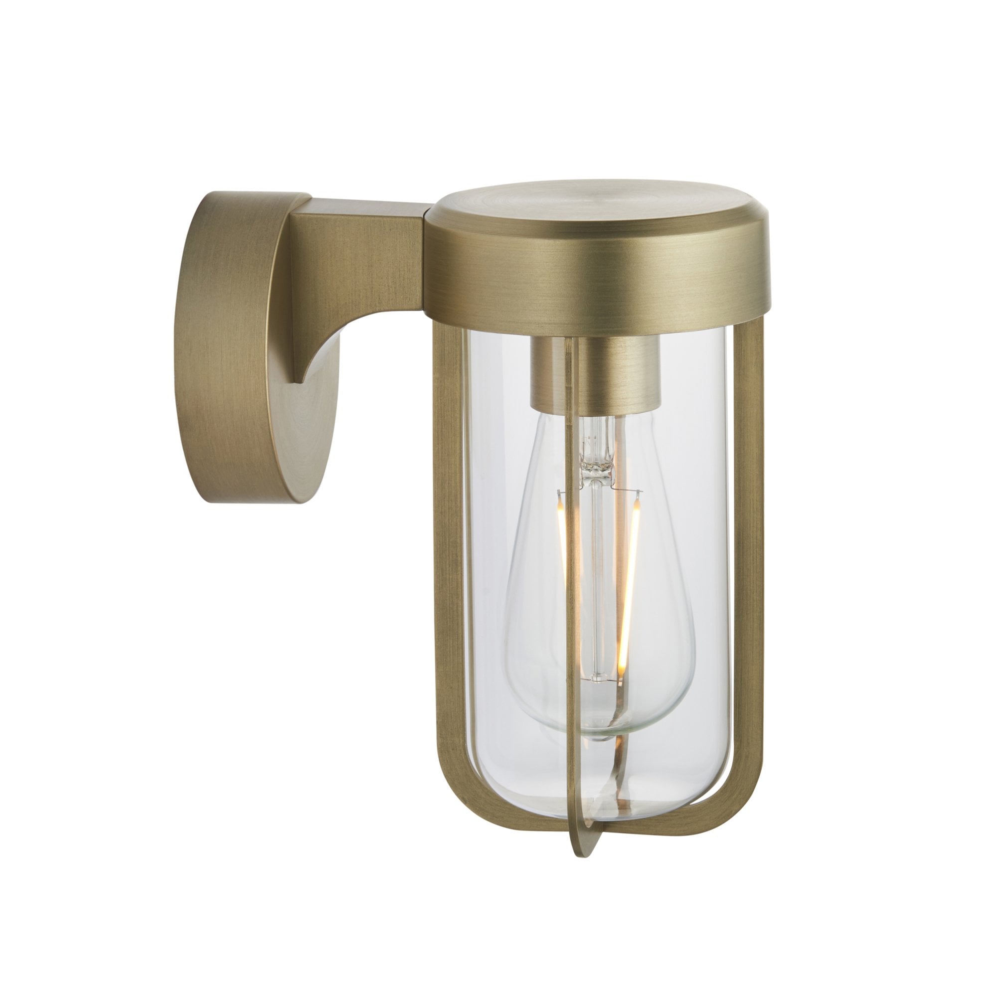 Utopia Pluto IP44 Wall Light - Brushed Gold And Clear Glass - E27