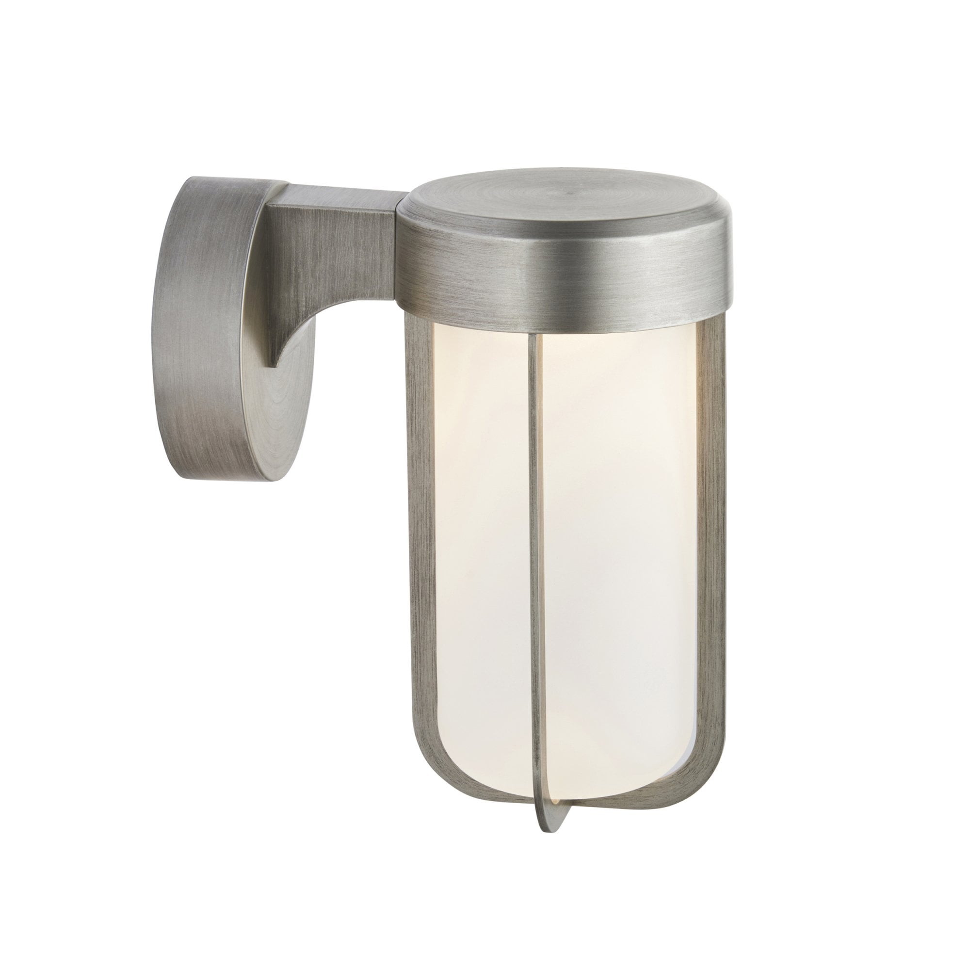 Utopia Pluto IP44 Wall Light - Brushed Silver And Frosted Glass - Integrated LED