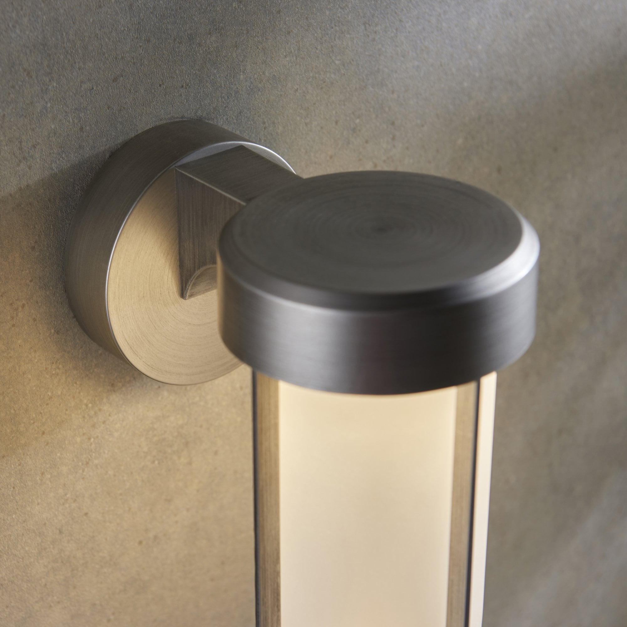 Utopia Pluto IP44 Wall Light - Brushed Silver And Frosted Glass - Integrated LED