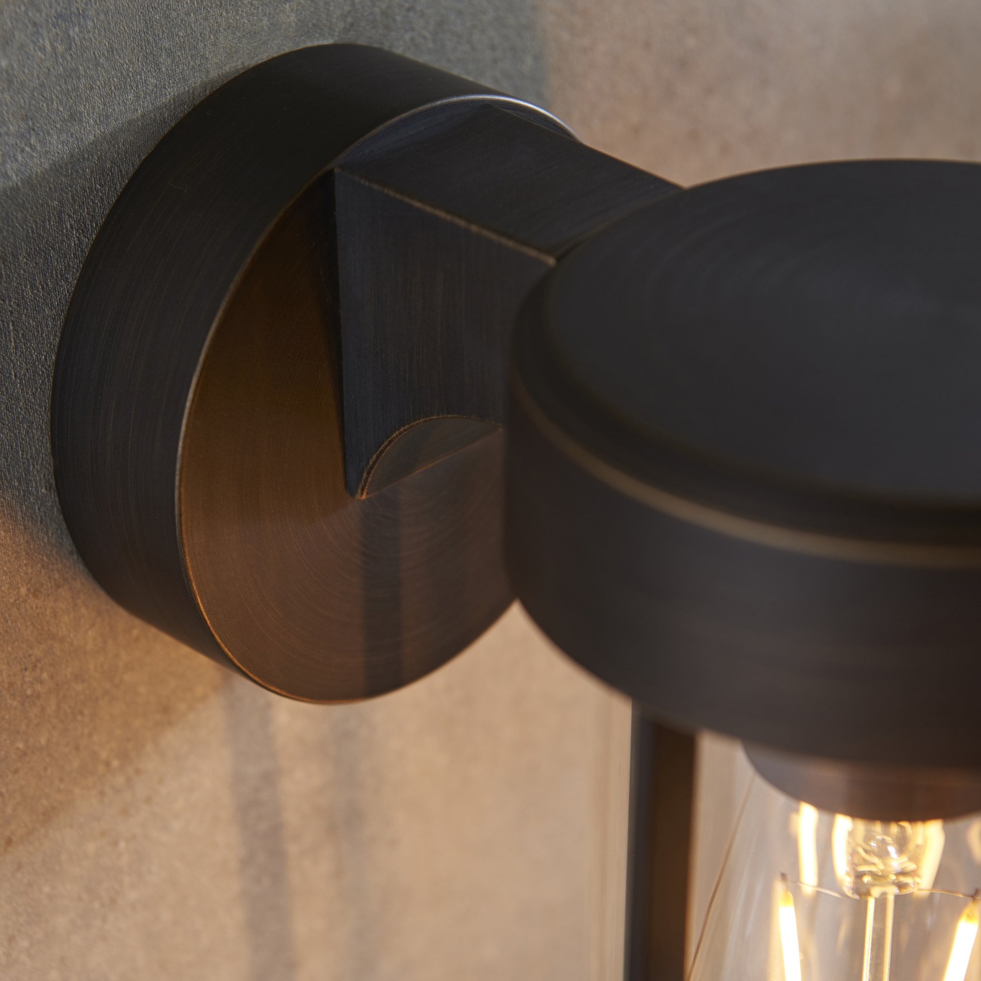 Utopia Pluto IP44 Wall Light - Brushed Bronze And Clear Glass - E27