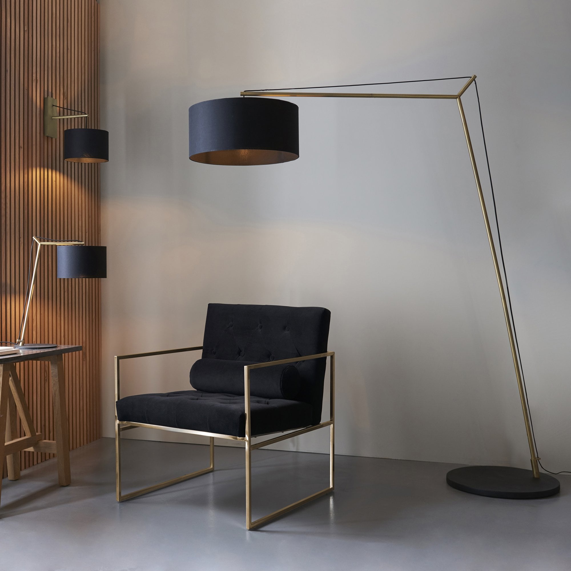 Endon Point Table Lamp - Matt Brass And Black Shade