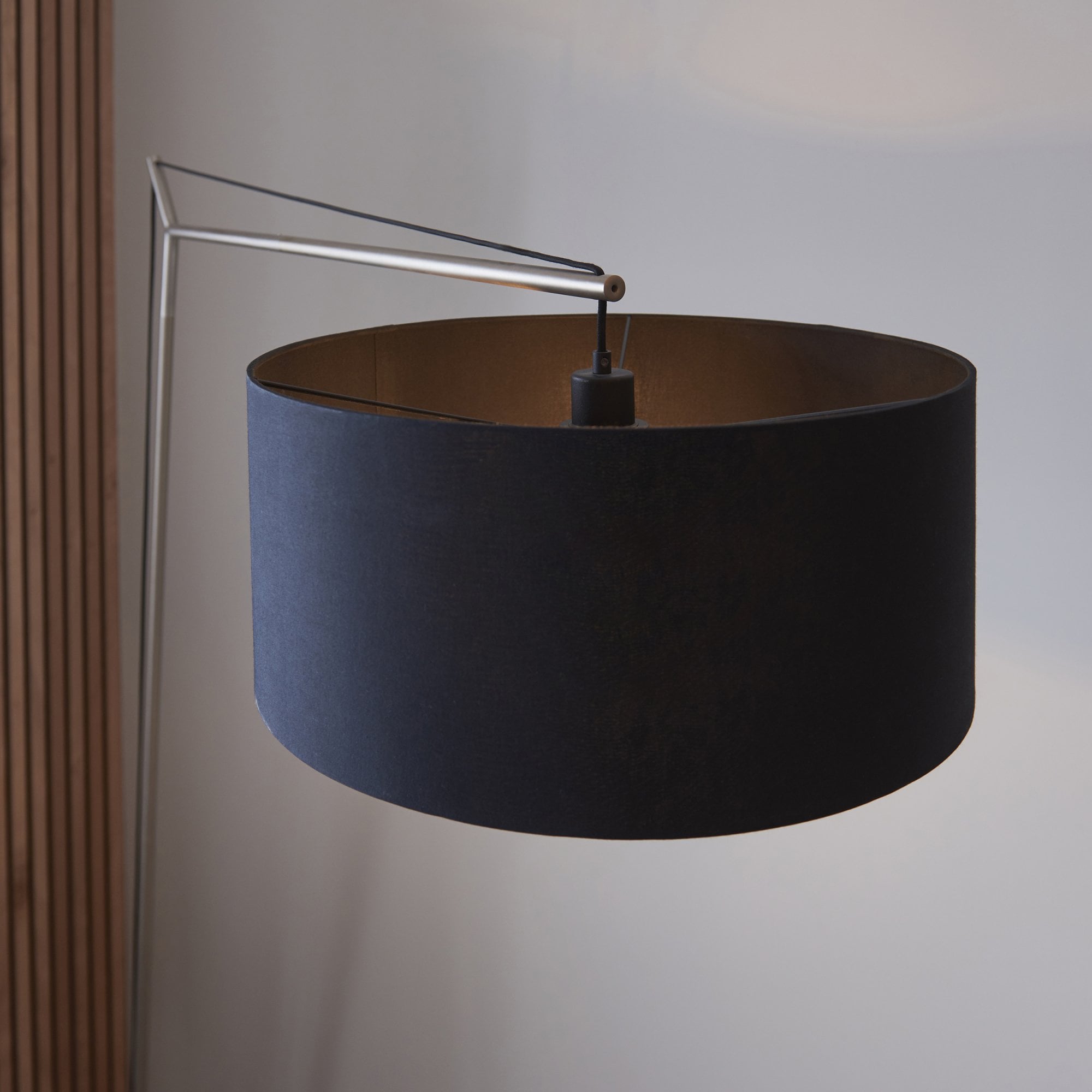Endon Point Floor Lamp - Matt Nickel And Black Shade