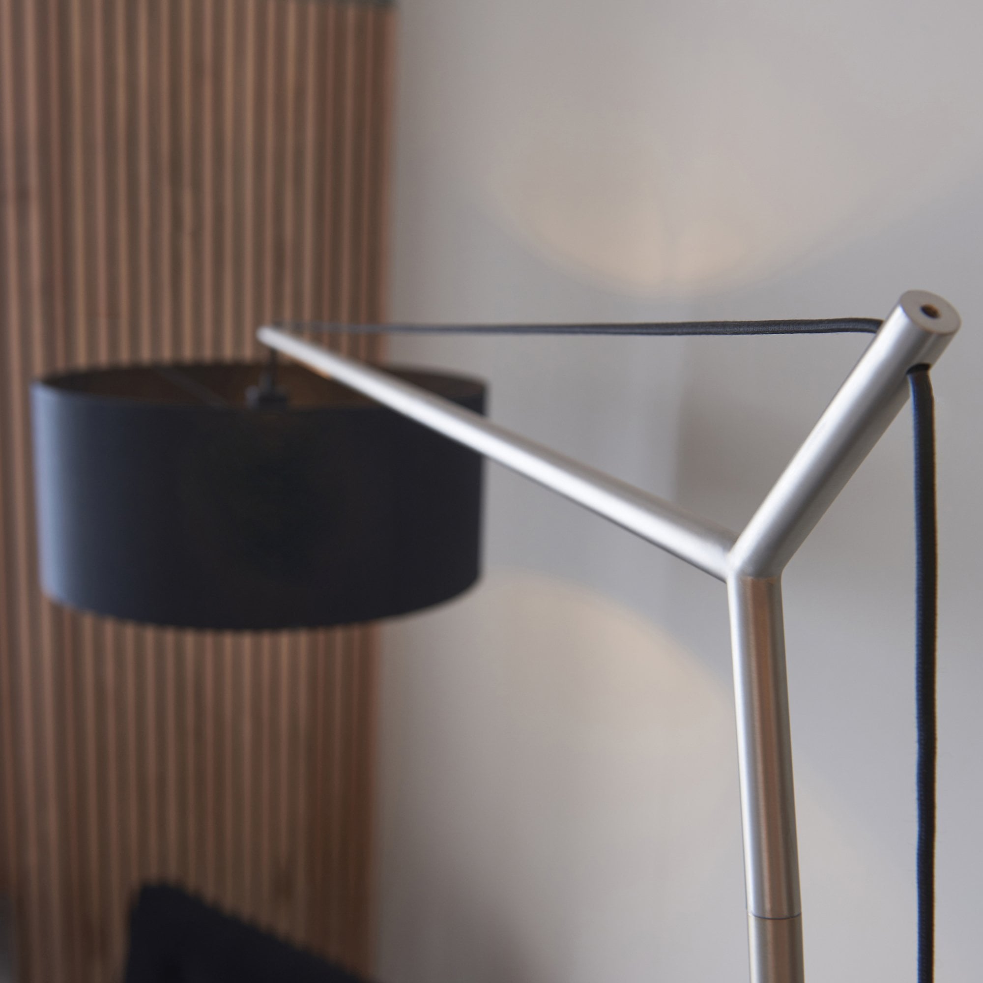 Endon Point Floor Lamp - Matt Nickel And Black Shade