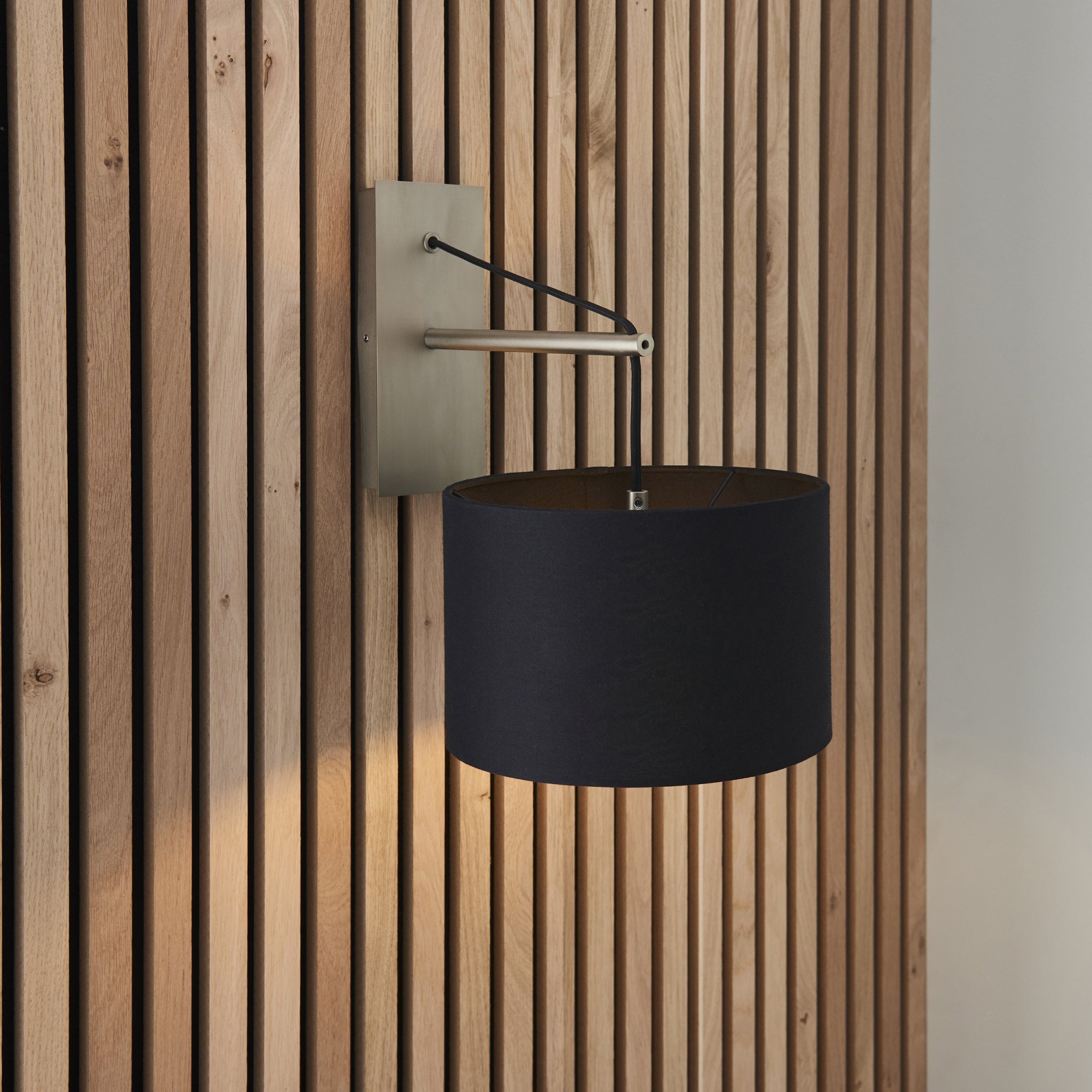 Endon Point Wall Light - Matt Nickel And Black Shade