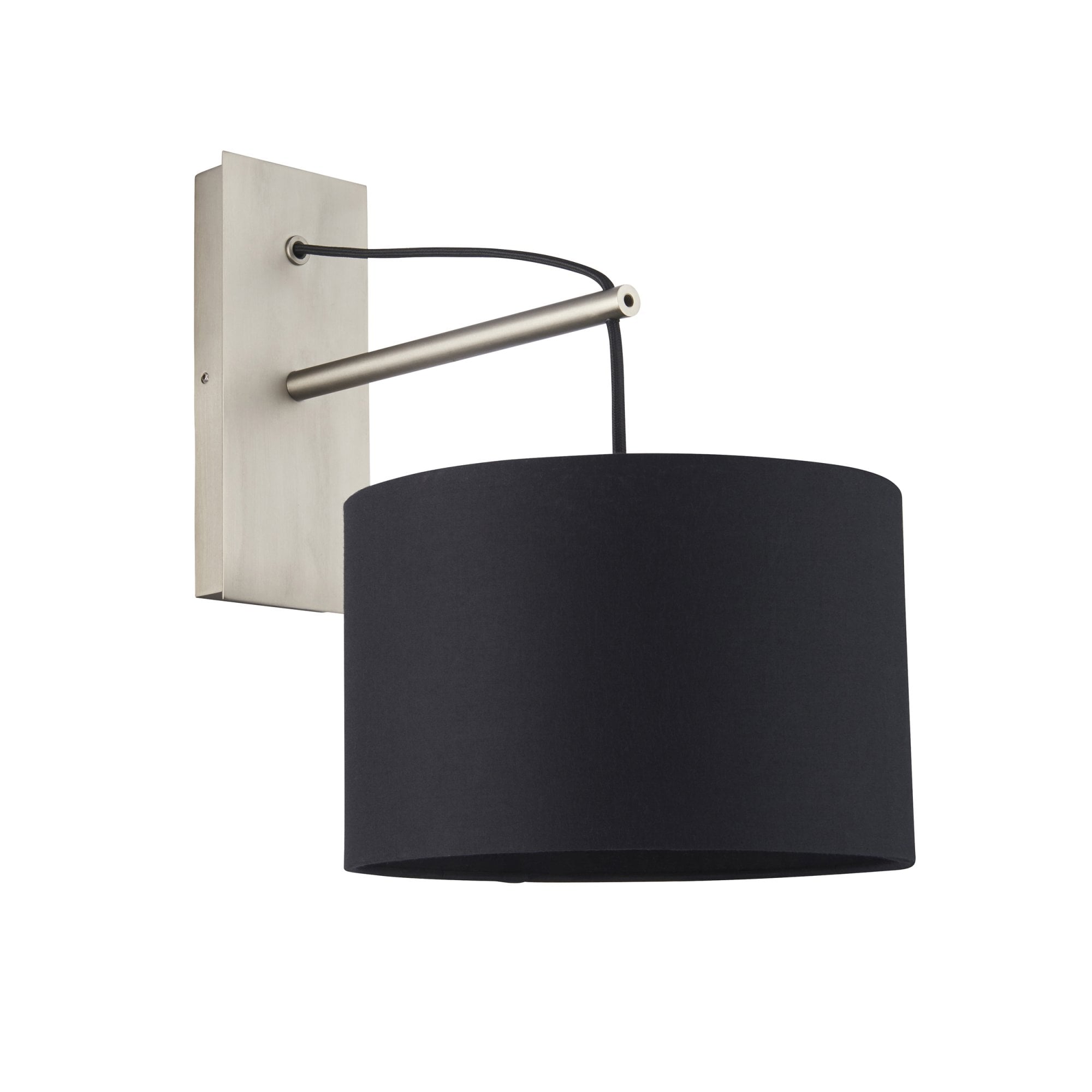 Endon Point Wall Light - Matt Nickel And Black Shade