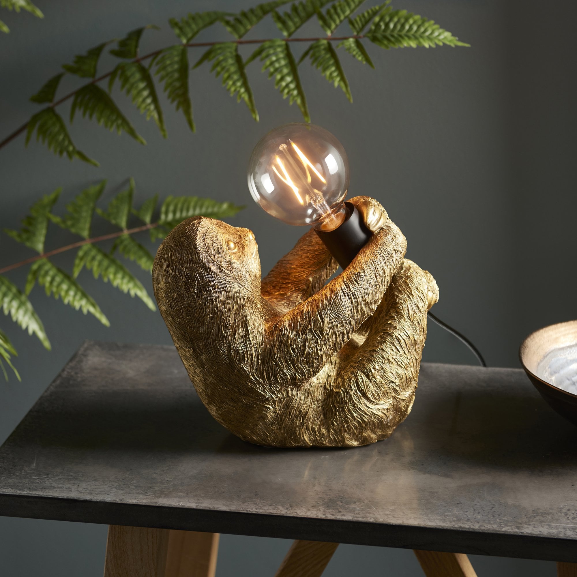 Endon Sleepy Sloth Table Lamp - Vintage Gold