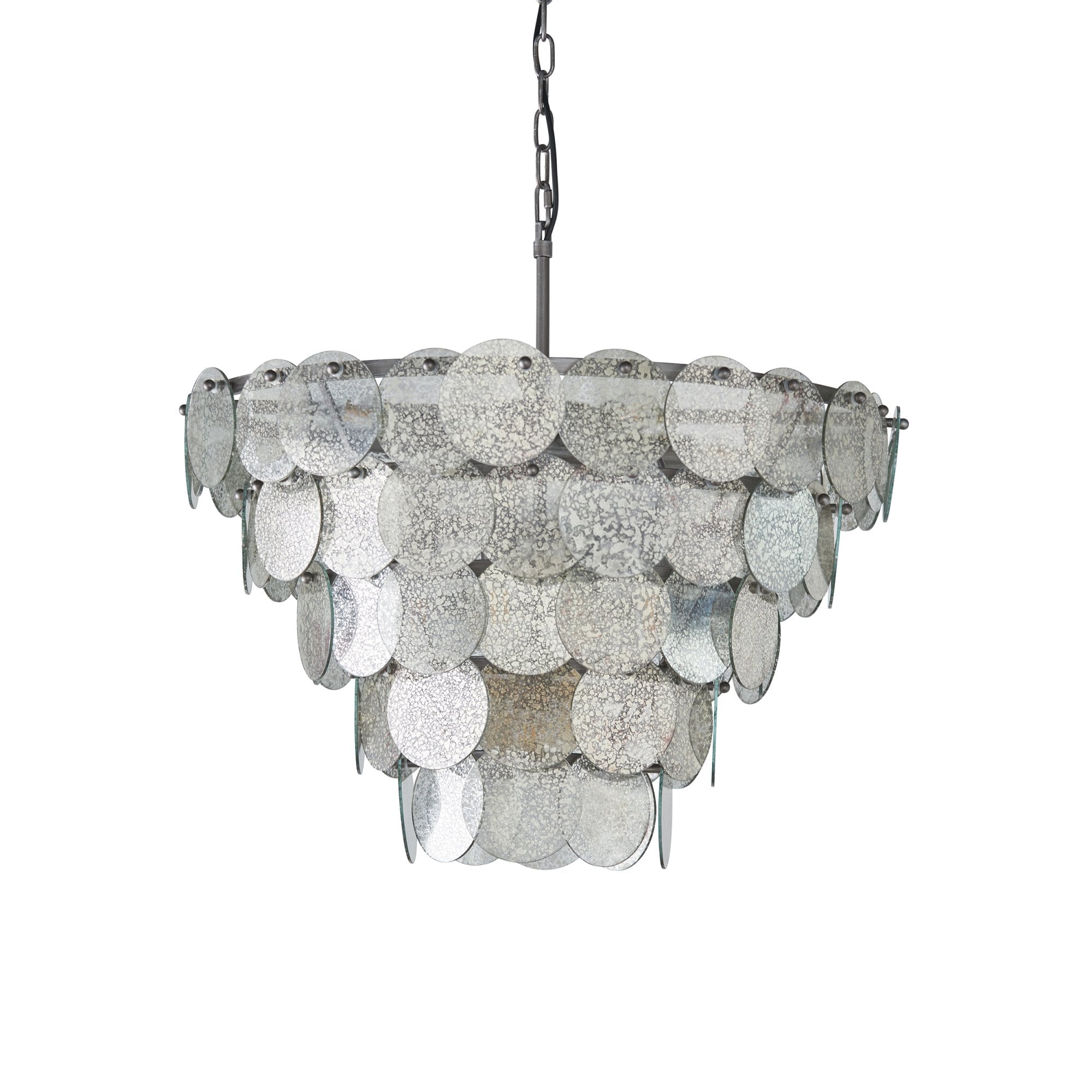 Utopia Scale 9 Light Pendant Chandelier - Antique Silver - 62cm Diameter