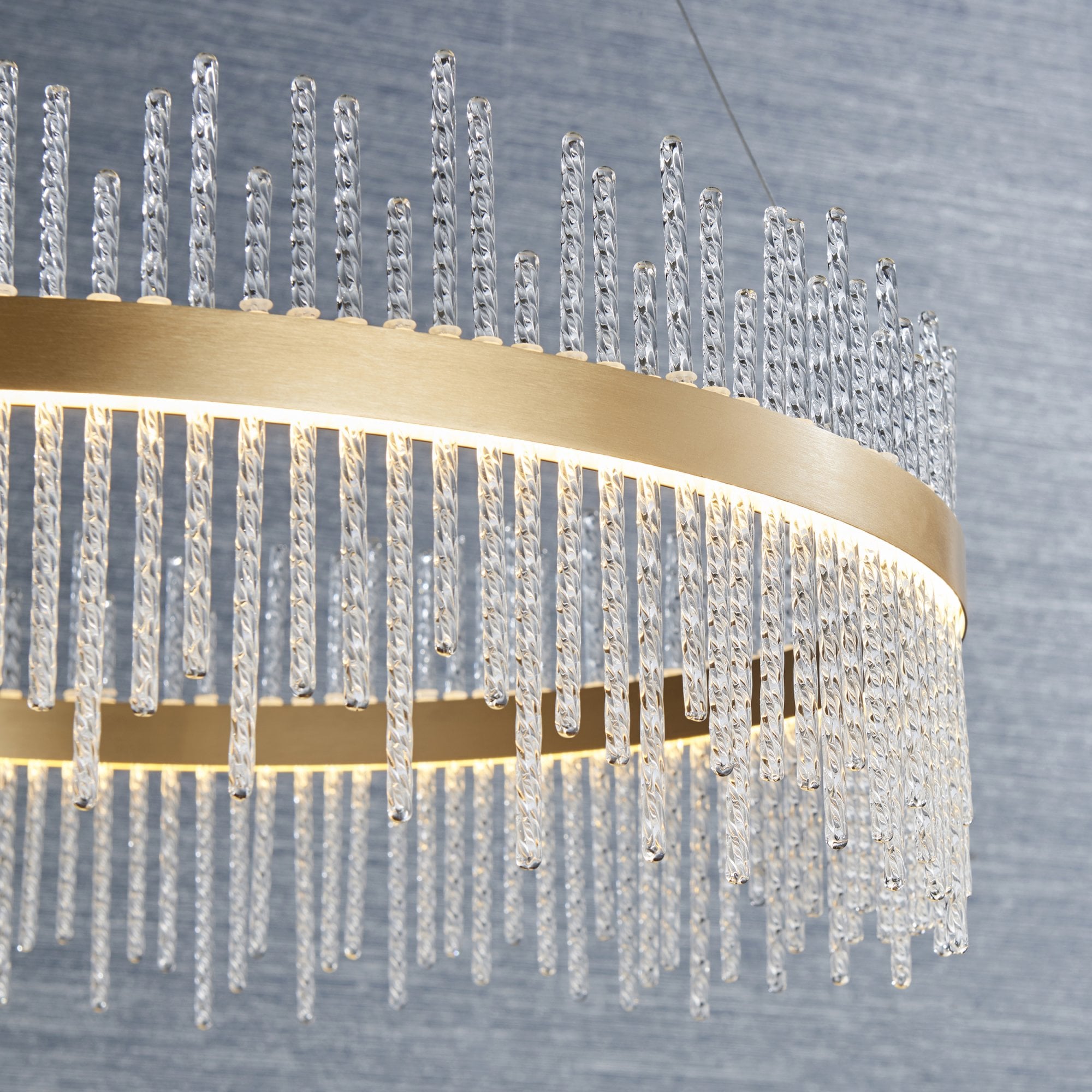 Utopia Twist Large Pendant Chandelier - Gold And Clear Glass - 70cm Diameter