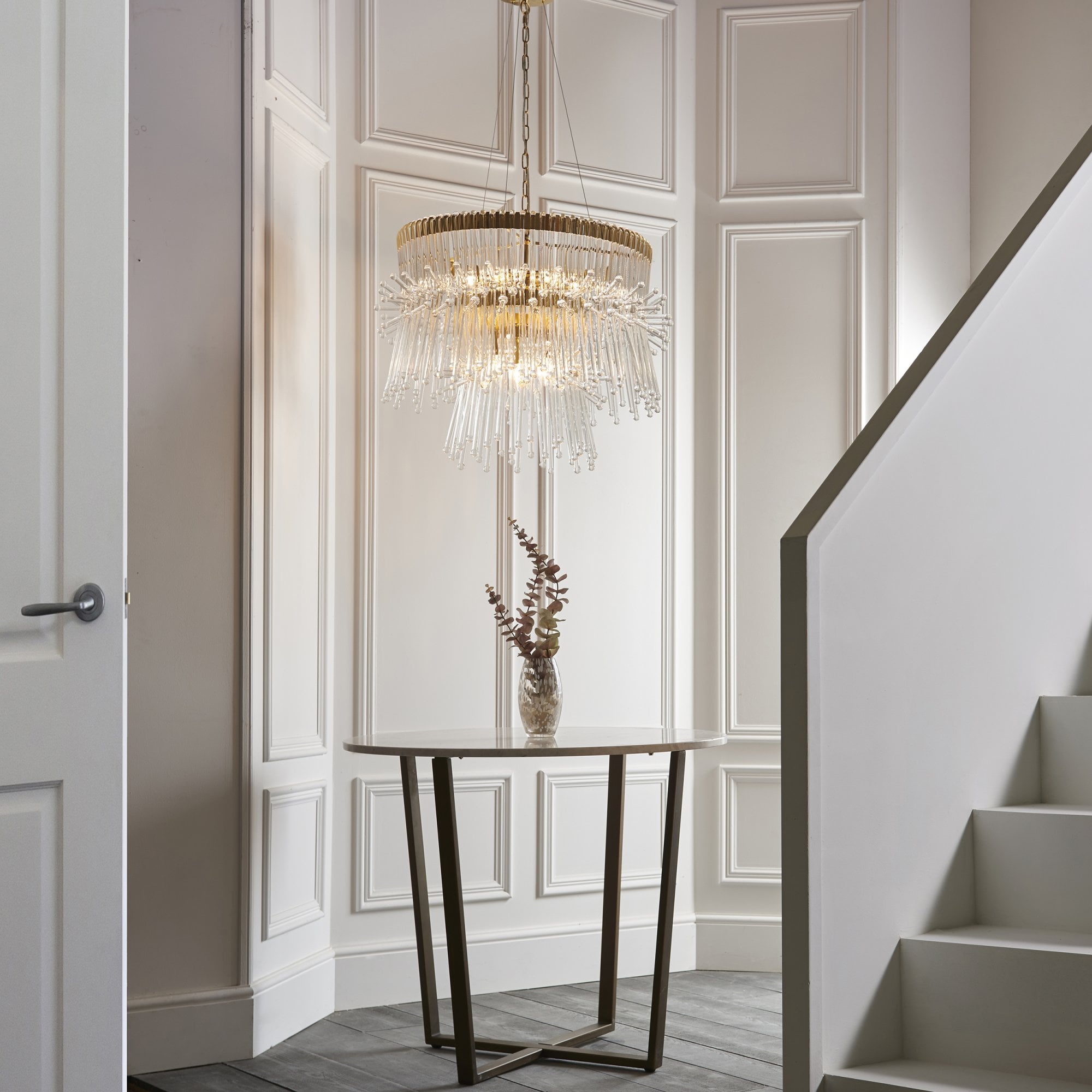 Endon Glam 9 Light Pendant Chandelier - Polished Gold With Clear Glass - 76cm Diameter