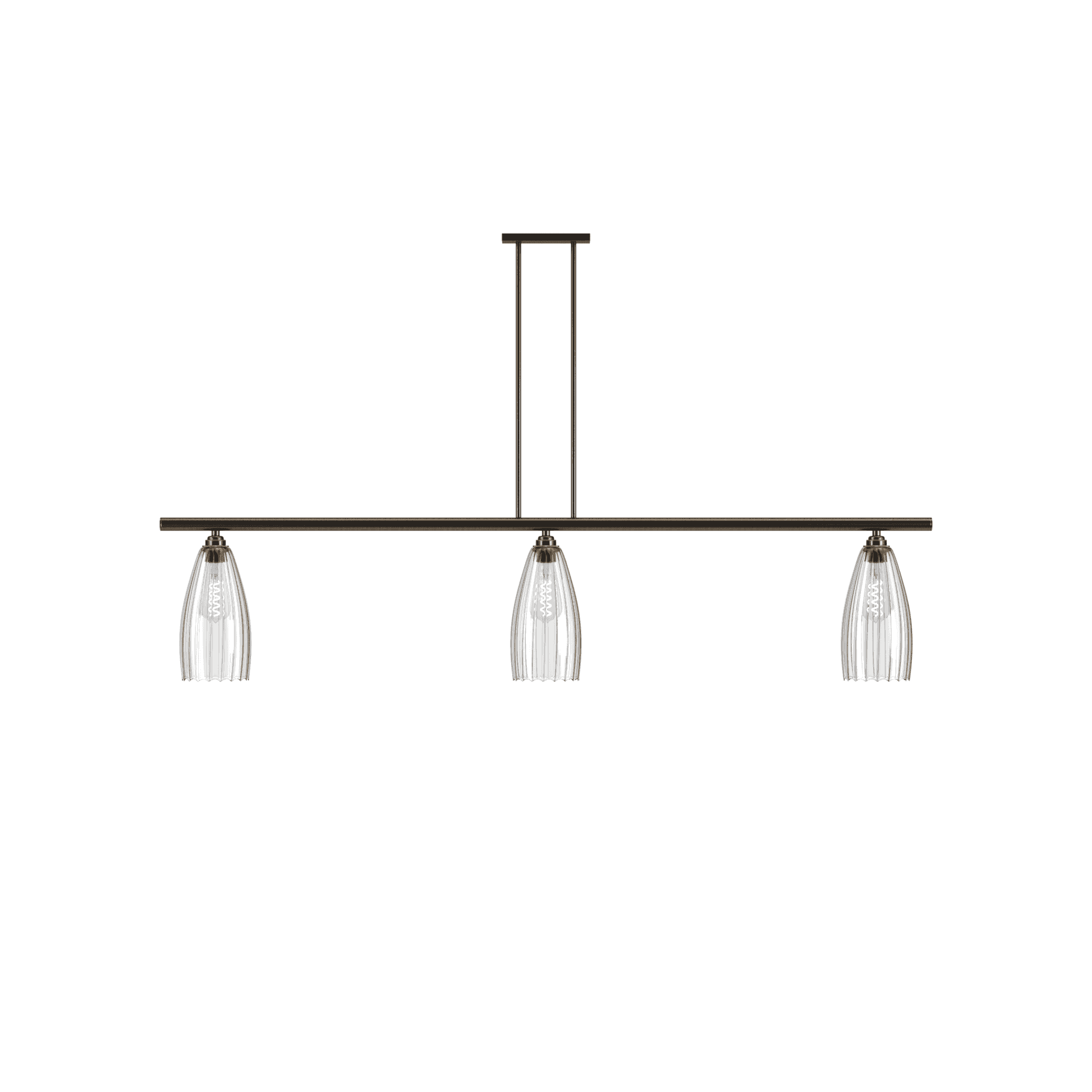 Fritz Fryer Upton 3 Light Pendant Bar - Ribbed Glass (Various Colour Options)