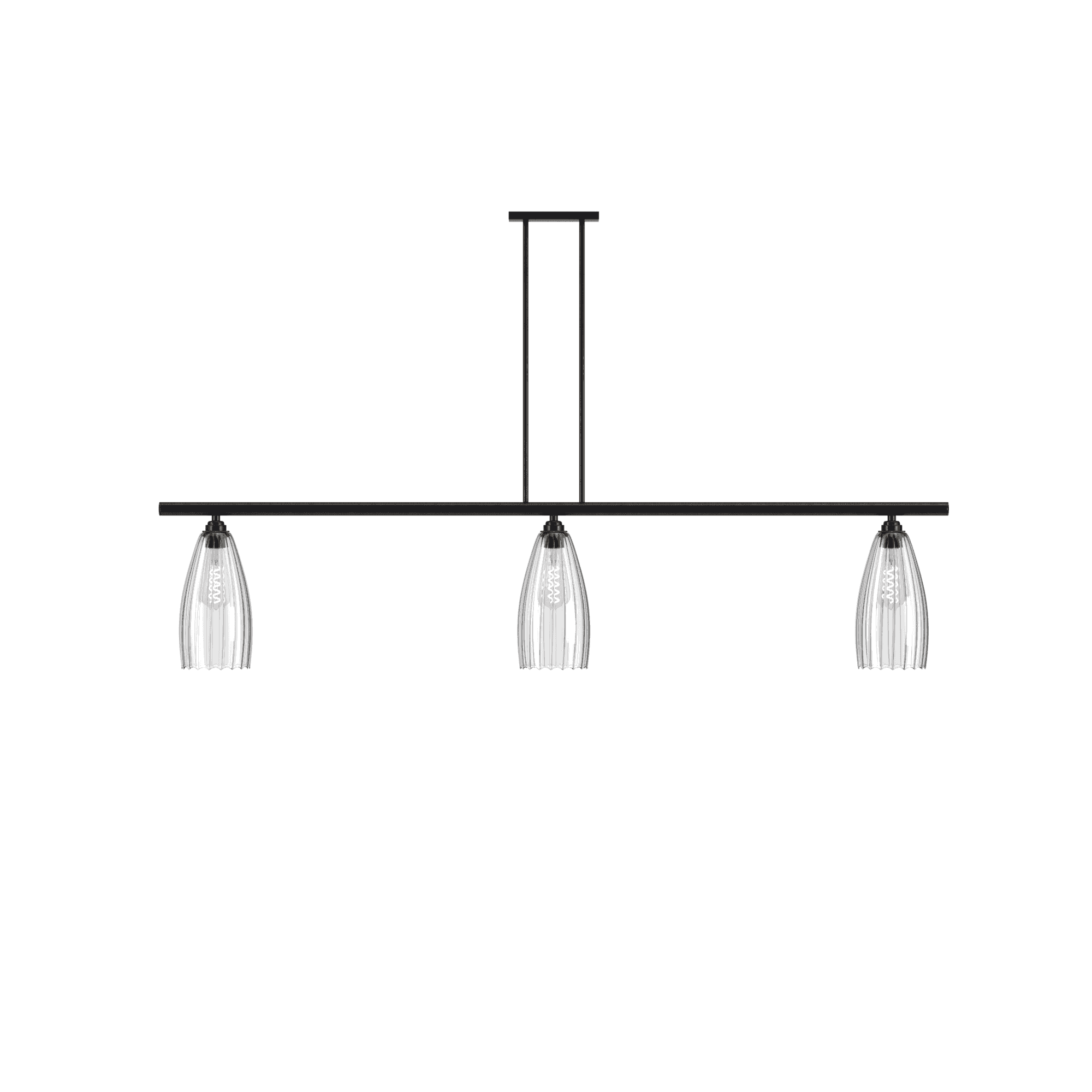 Fritz Fryer Upton 3 Light Pendant Bar - Ribbed Glass (Various Colour Options)