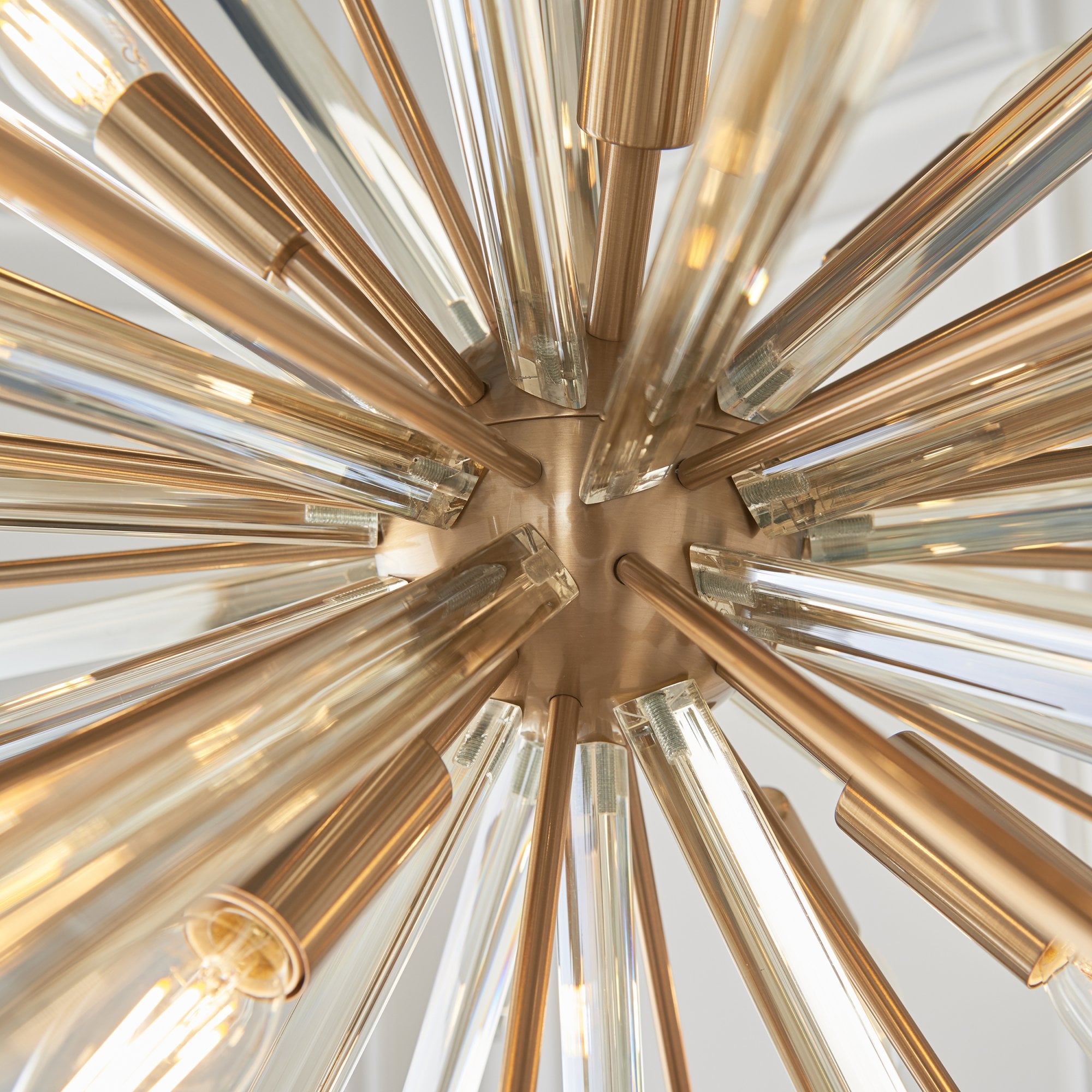 Utopia Spike 8 Light Pendant Chandelier - Antique Brass - 80cm Diameter