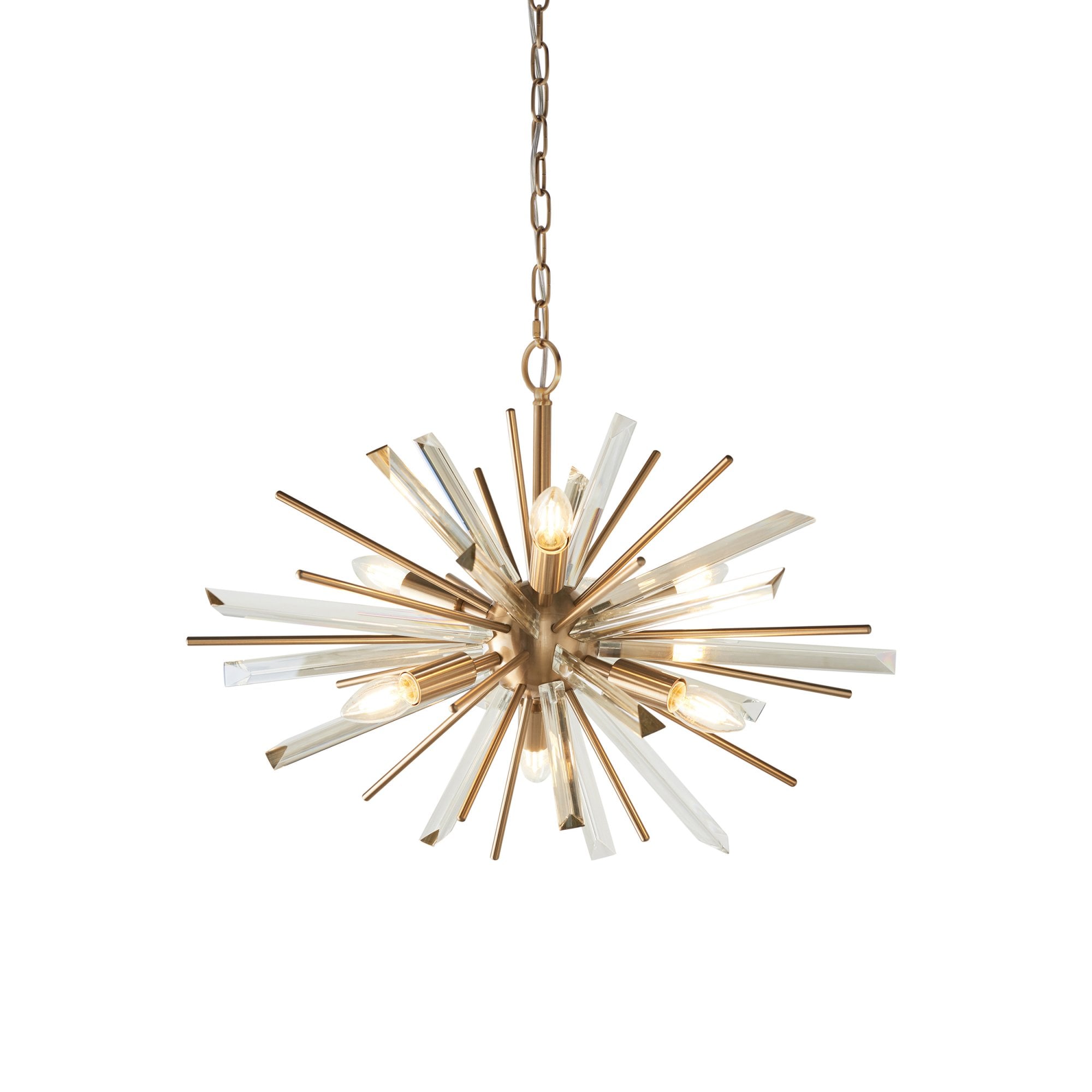 Utopia Spike 6 Light Pendant - Antique Brass - 60cm Diameter