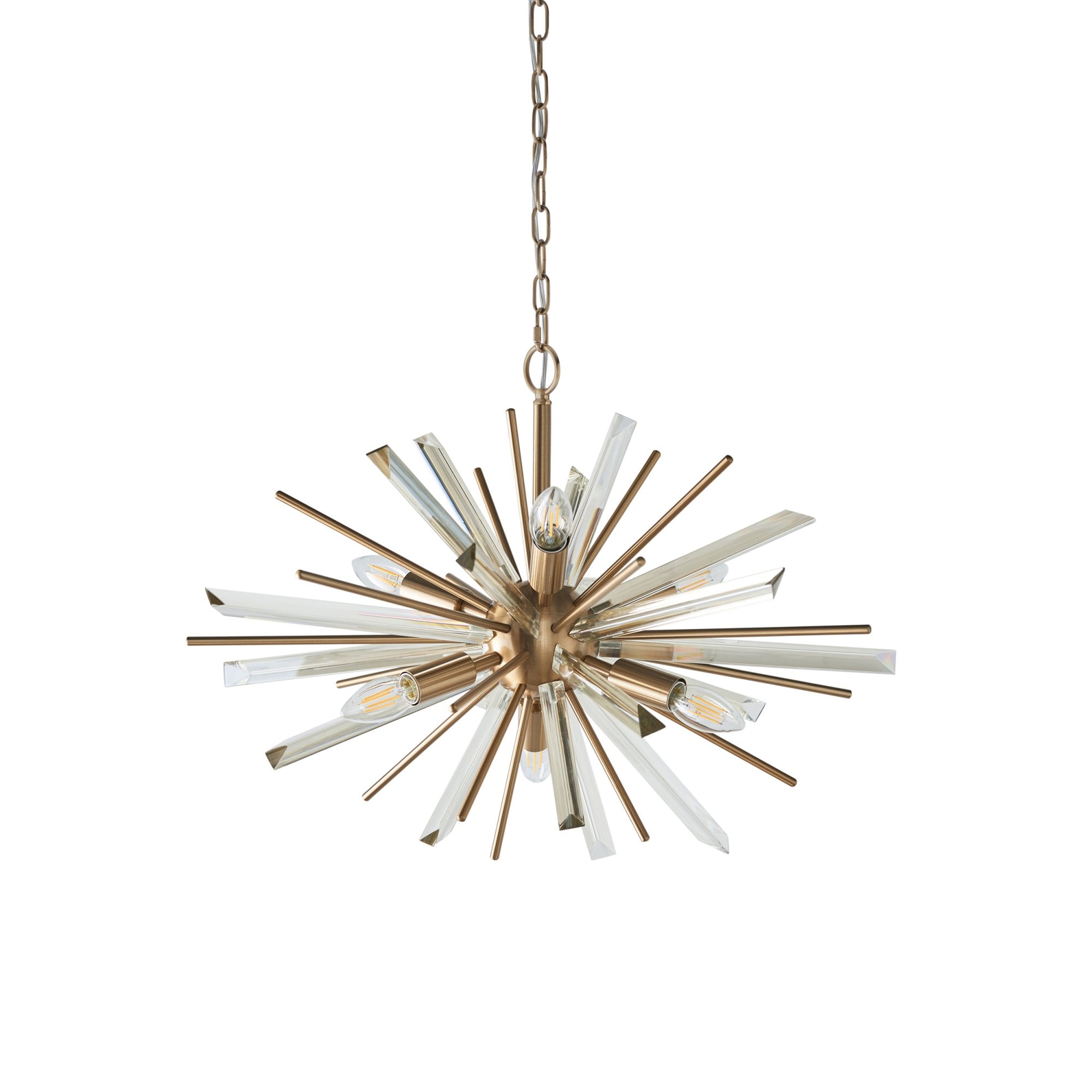 Utopia Spike 6 Light Pendant - Antique Brass - 60cm Diameter