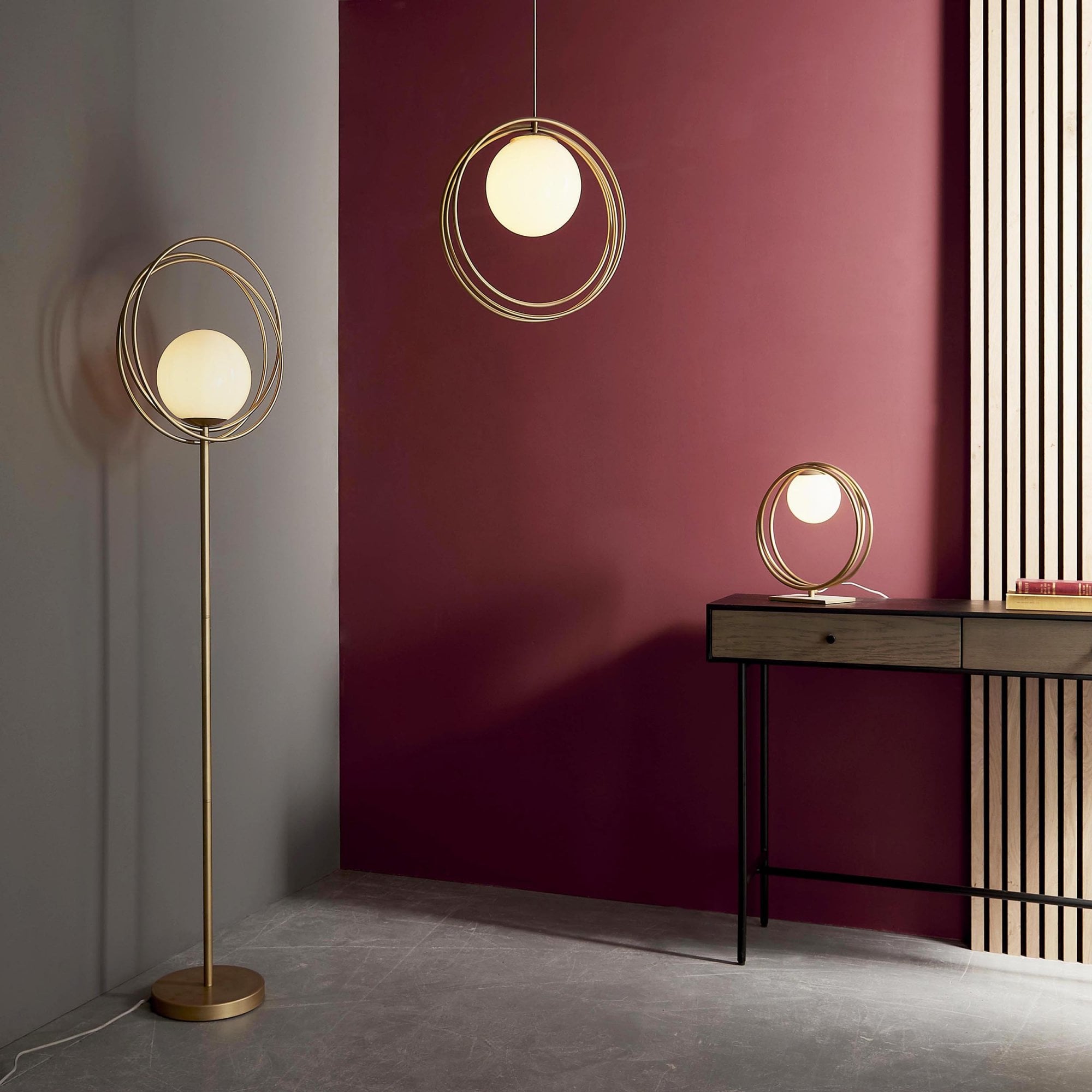 Endon Saturn Floor Lamp - Brushed Gold