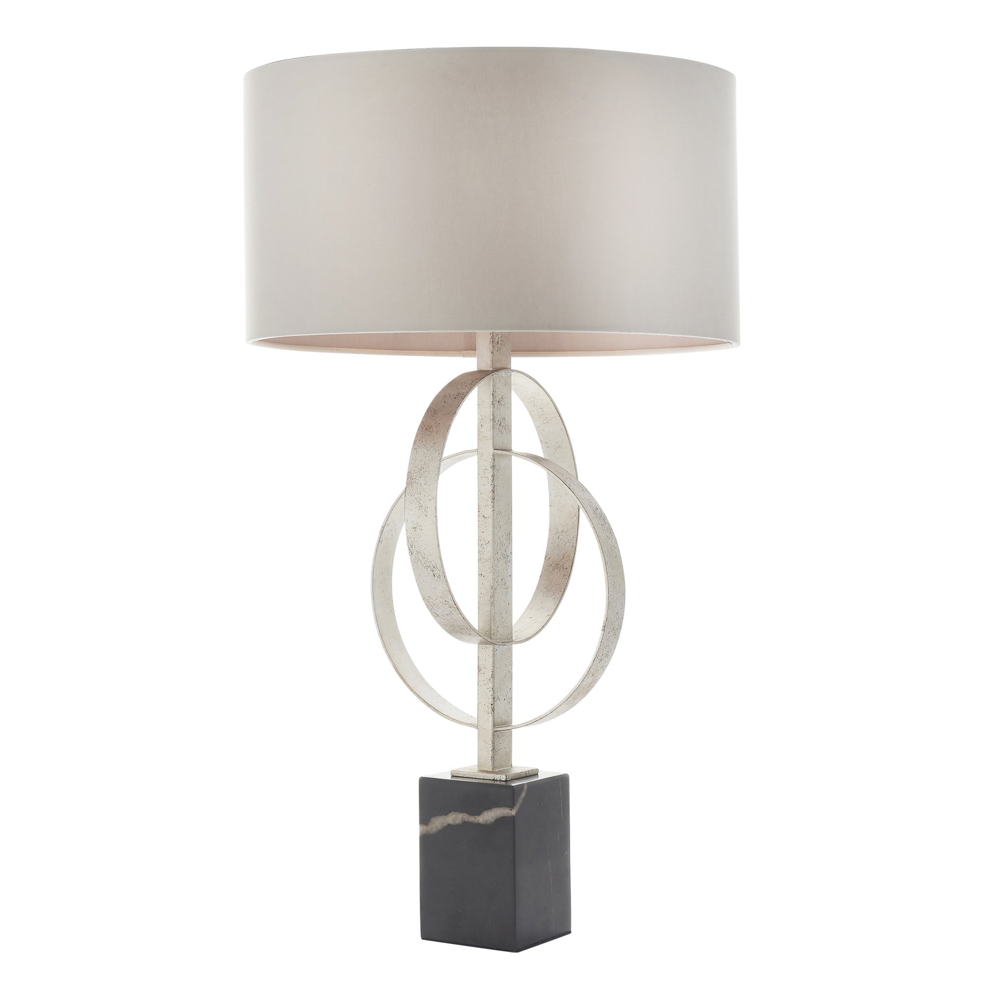 Utopia Interlink Table Lamp - Antique Silver Leaf With Mink Shade