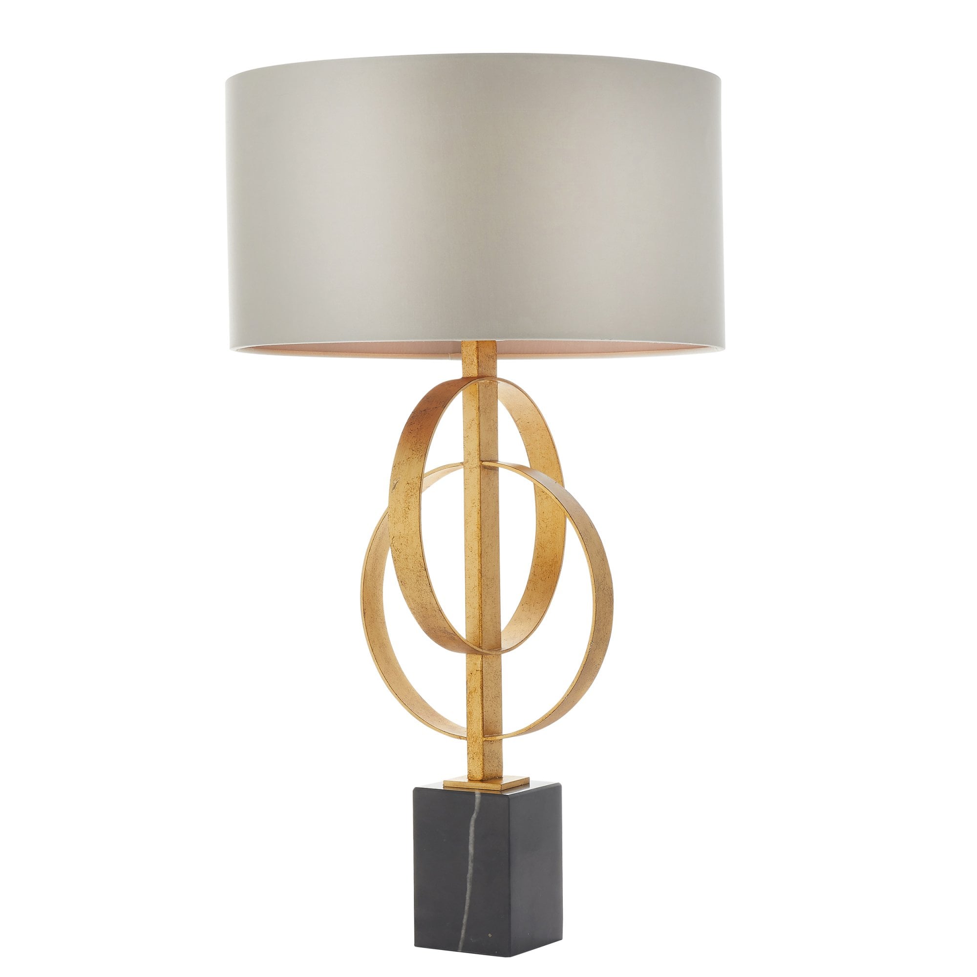 Utopia Interlink Table Lamp - Antique Gold With Mink Shade