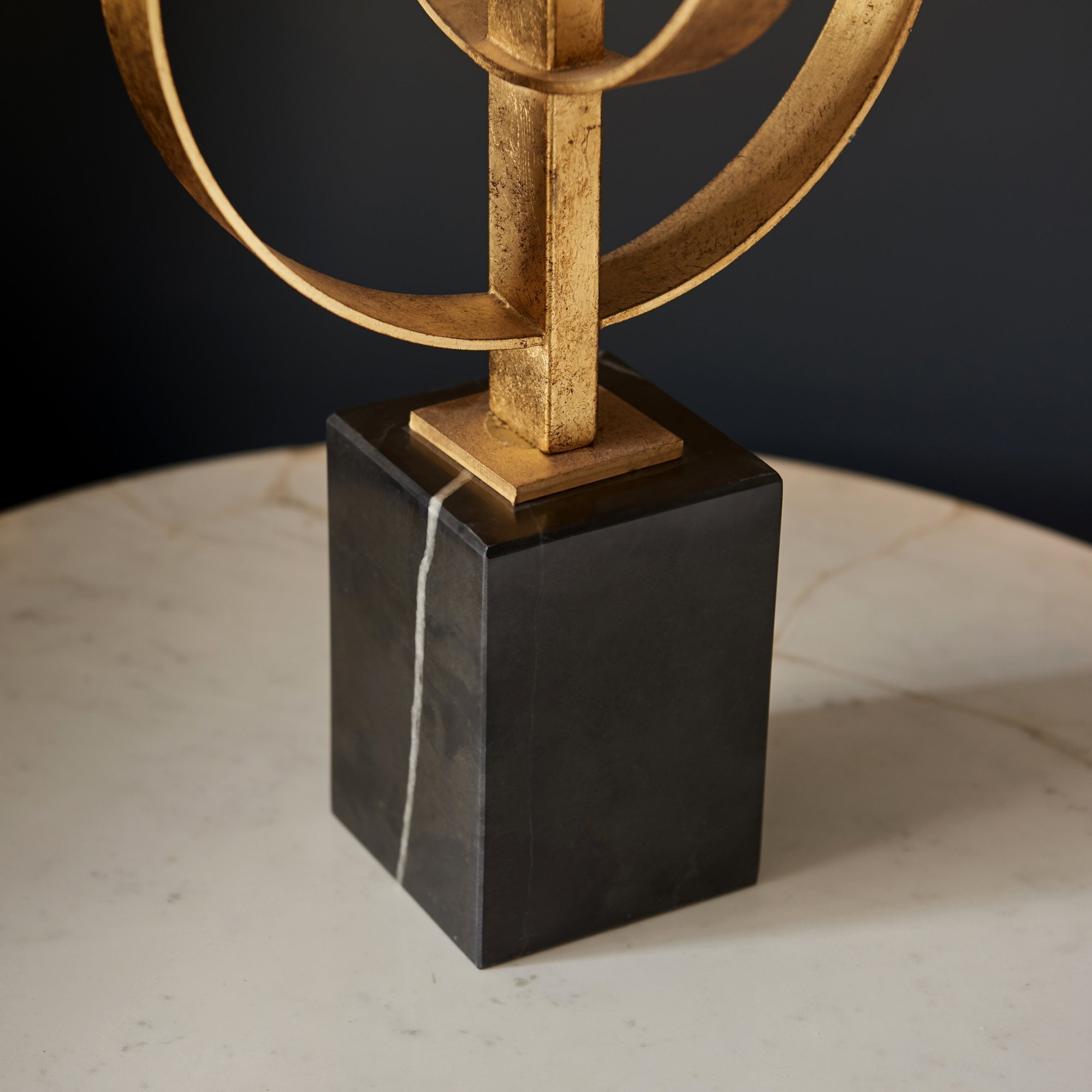 Utopia Interlink Table Lamp - Antique Gold With Teal Shade