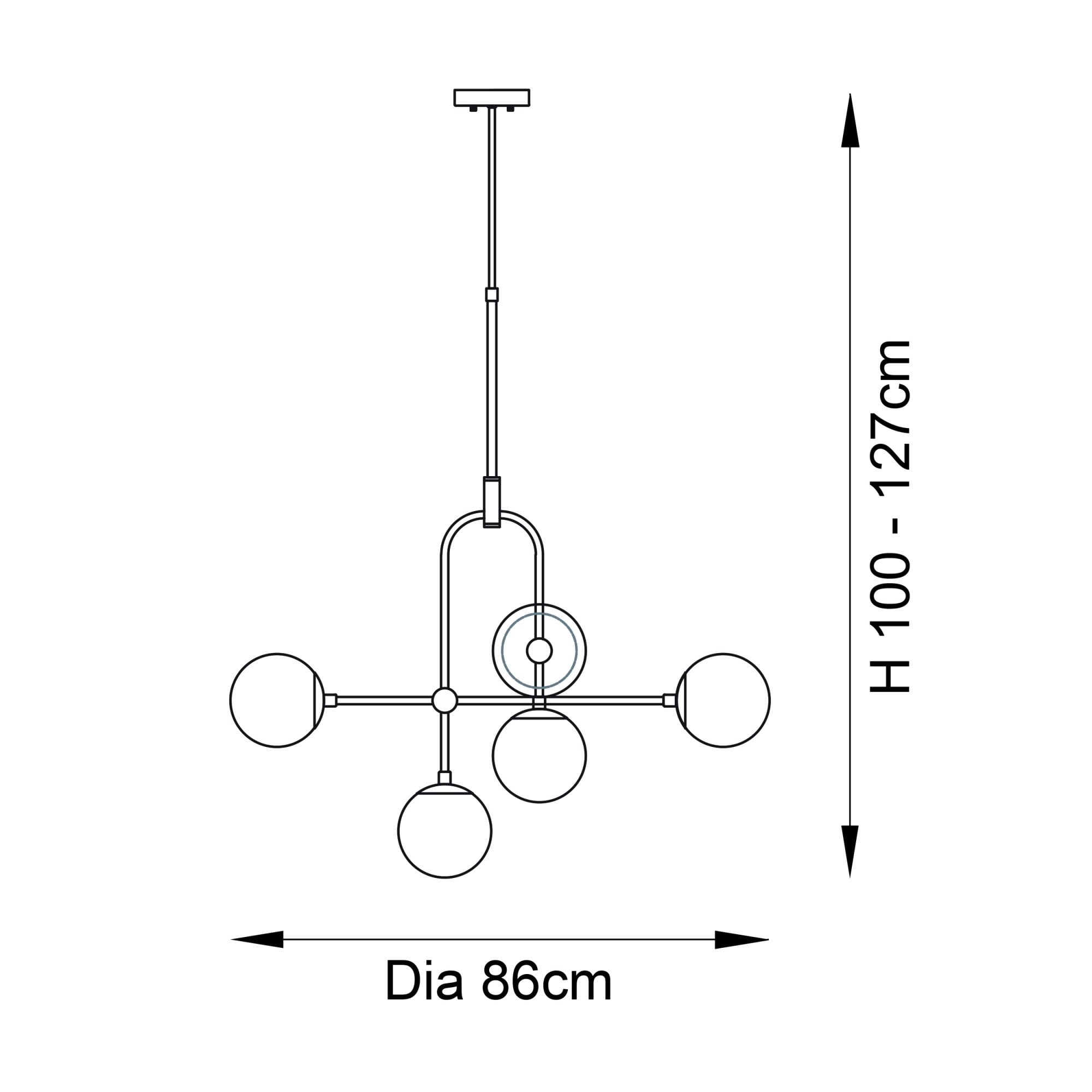Utopia Sphere 6 Light Semi Flush Fitting - Antique Brass - 86cm Diameter