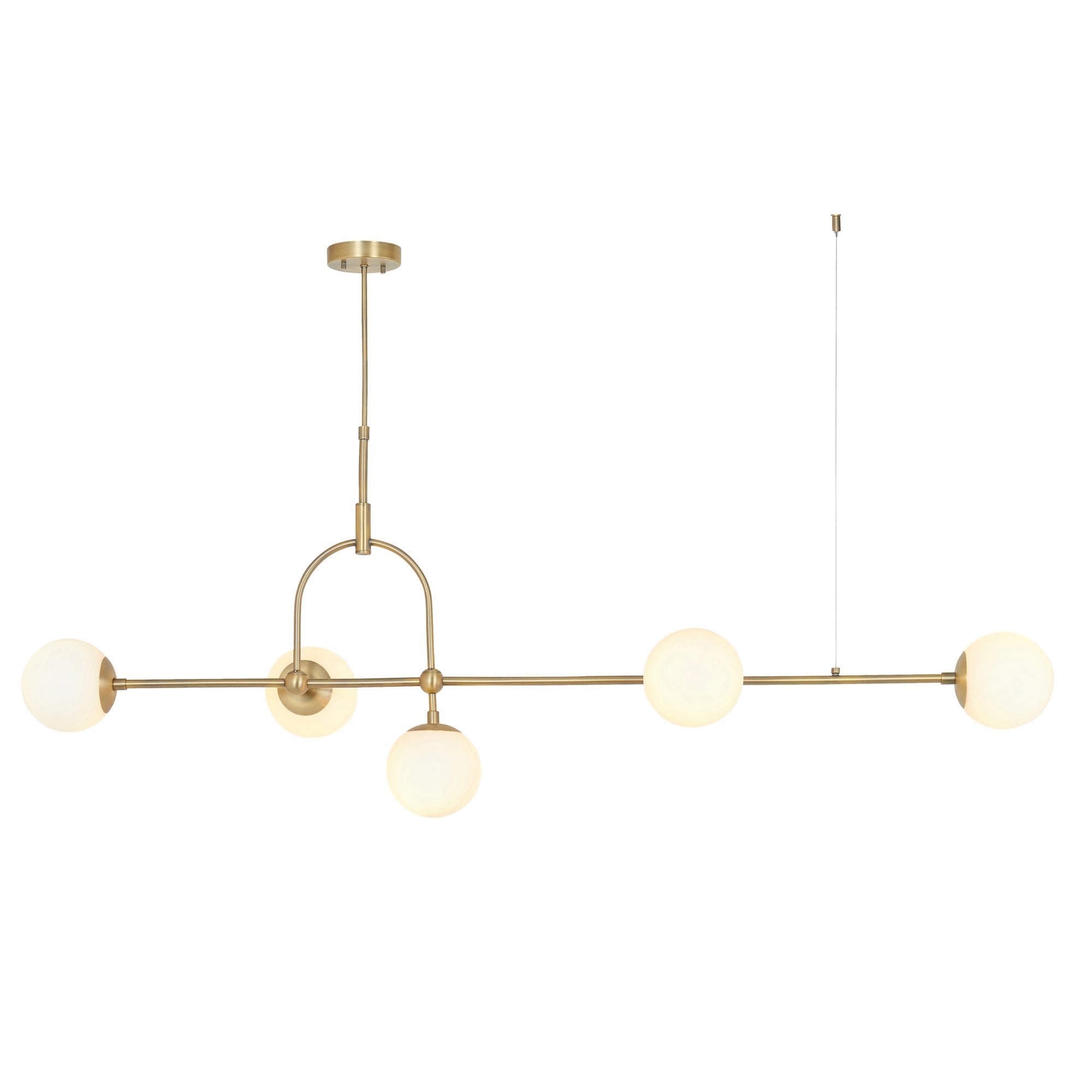Utopia Sphere 5 Light Linear Pendant - Antique Brass - Length 162cm